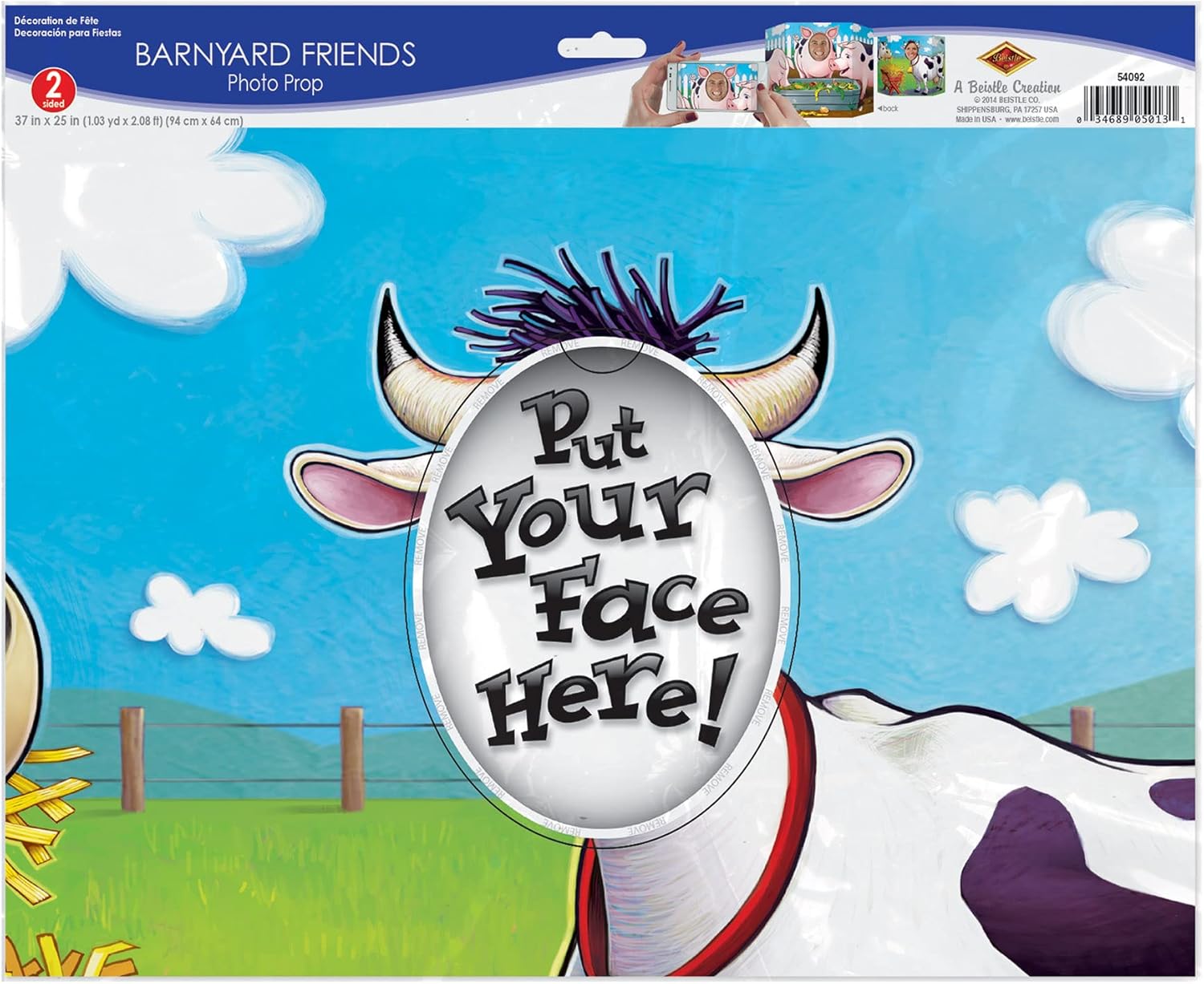 Beistle Barnyard Friends Farm Theme Photo Booth Prop – Western Birthday Party Supplies – Wall Backdrop, 37” x 25”, Multicolored : Home & Kitchen