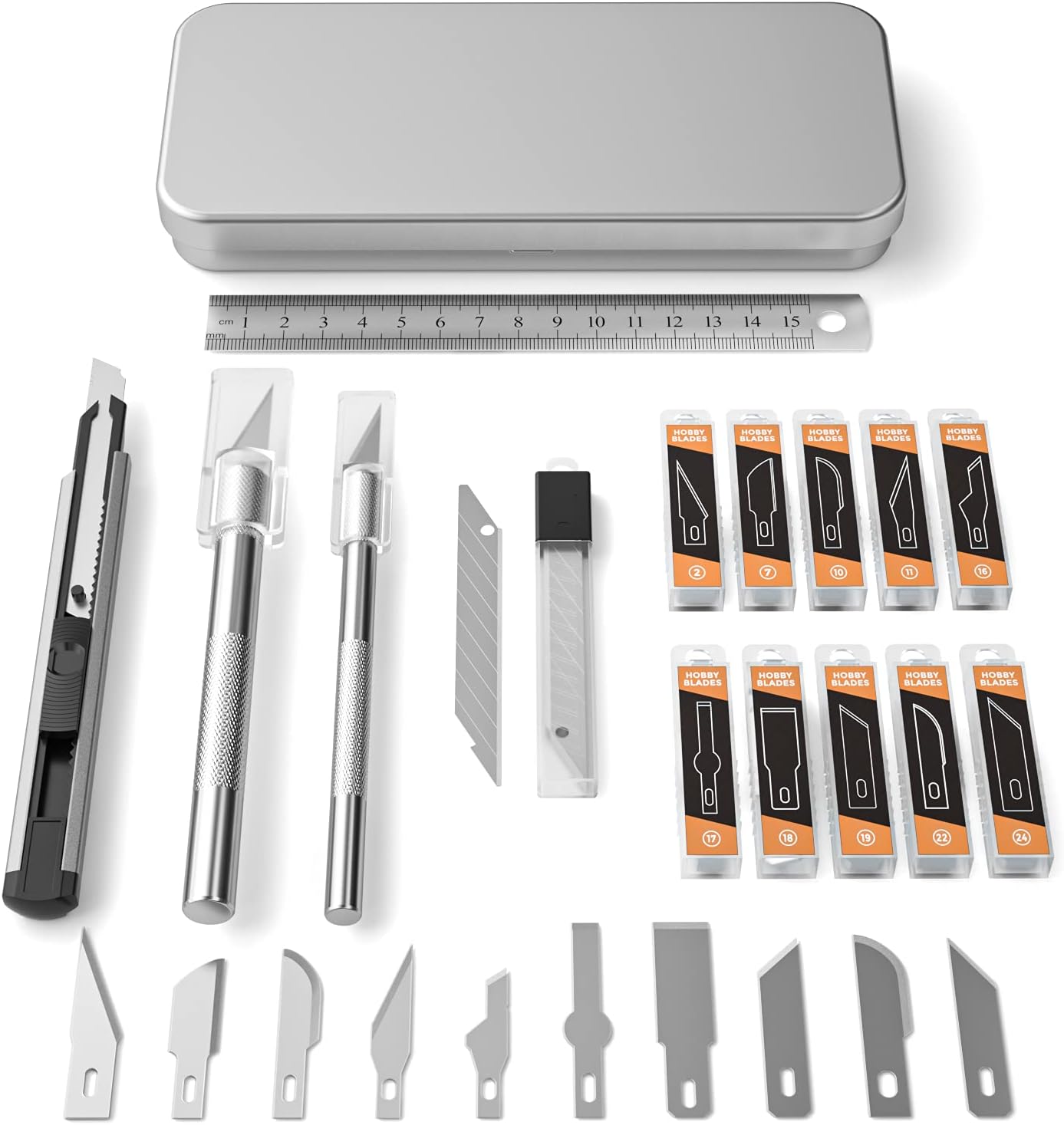 Nicpro 43 PCS Craft Knife Set with Metal Case, Hobby Knife with Various SK-5 Hobby Art Blades for Precision Cutting, Crafting, Art Carving, Leather & Wood Cutting Tools, Sharp Pen Knife, Utility Knife : Arts, Crafts & Sewing