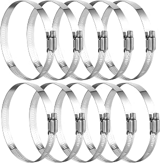 10 Pack 4 inch Stainless Steel Hose Clamps Worm Gear Drive Hose Clamps Adjustable from 3 1/2'' to 4 1/2'' (91mm-114mm) for Fuel Line Hose Pipe Clamp,Dryer Vent Hose