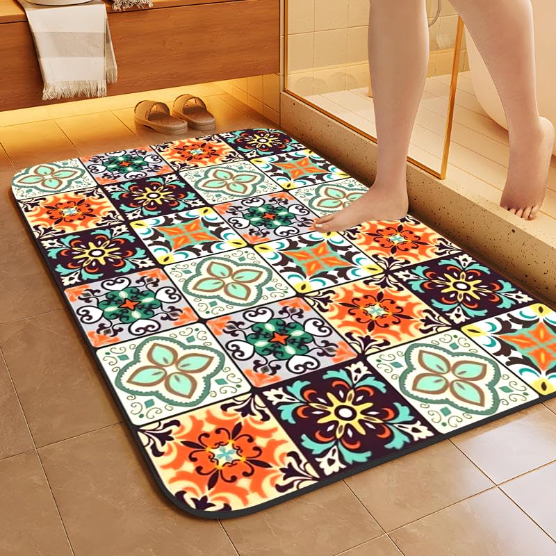 Image of SKVM Water Absorbent mat for Bathroom Kitchen Floor Door Entrance Anti Slip Floor Foot Anti Skid Bathroom Shower mat (Design 23)