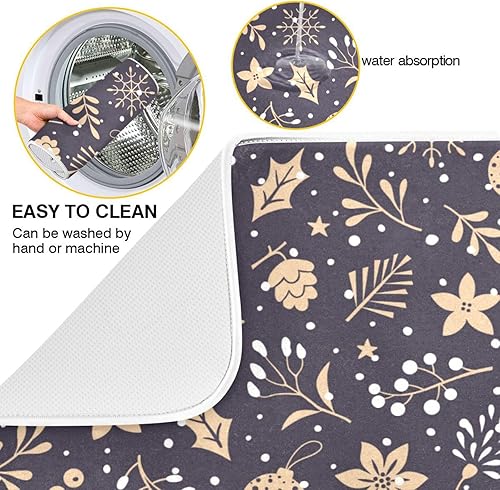 Miniatura 2 de Christmas Gold Winter Dish Mat Kitchen Counter Gadgets Dish Drainer Mat For Kitchen Counter Tapete Para Cocina 16'' x 18''