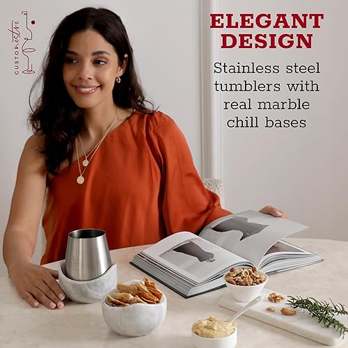 Miniatura 10 de Gusto Nostro Cubo enfriador de vino de mármol, enfriador de botellas de vino de 25.4 fl oz y enfriador de champán para fiesta, cocina, decoración