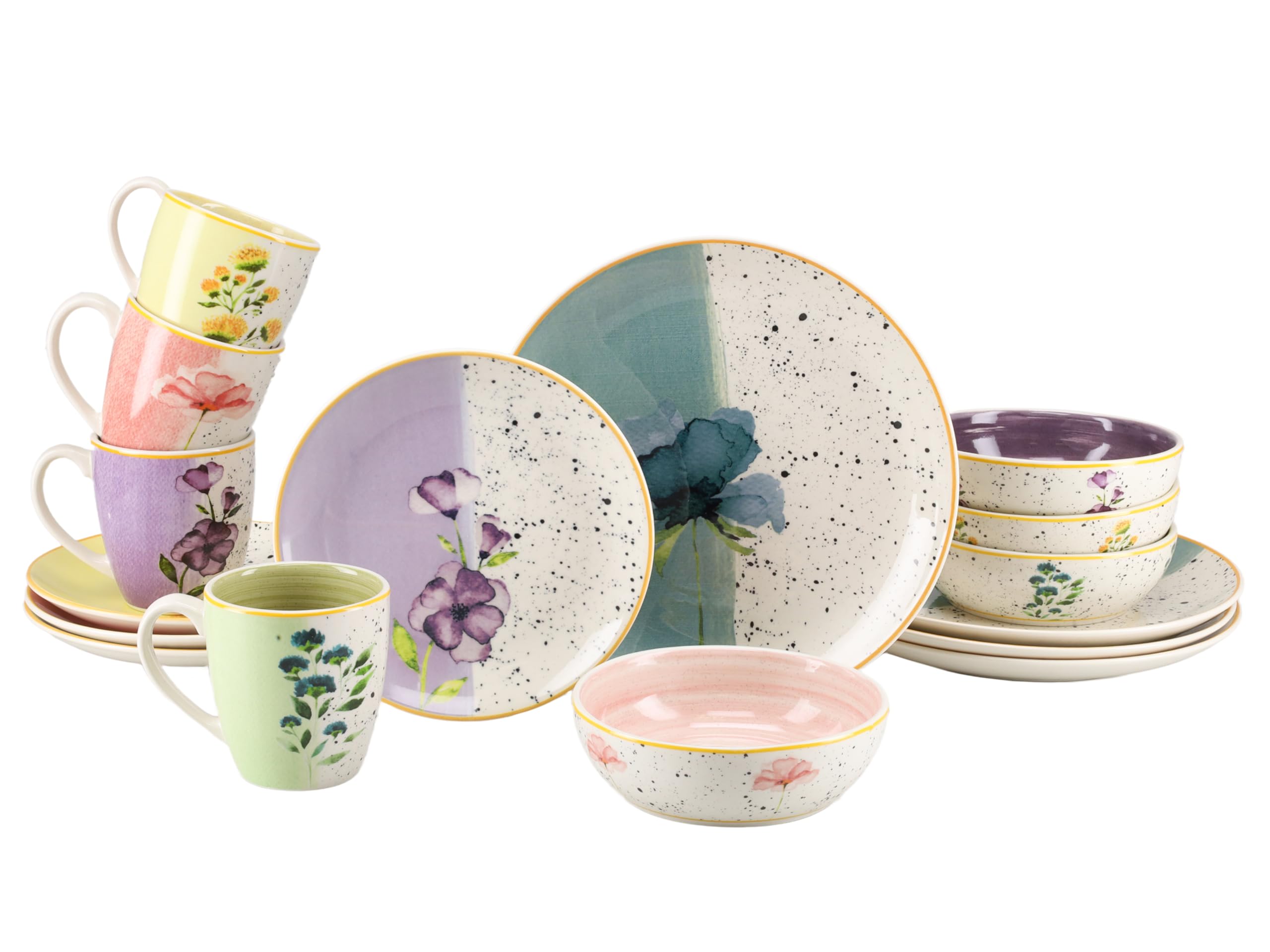 CreaTable, 25293, Serie Armonia, 16-teiliges Geschirrset für 4 Personen, Kombiservice aus Steingut, spülmaschinen- und mikrowellengeeignet, Qualitätsproduktion