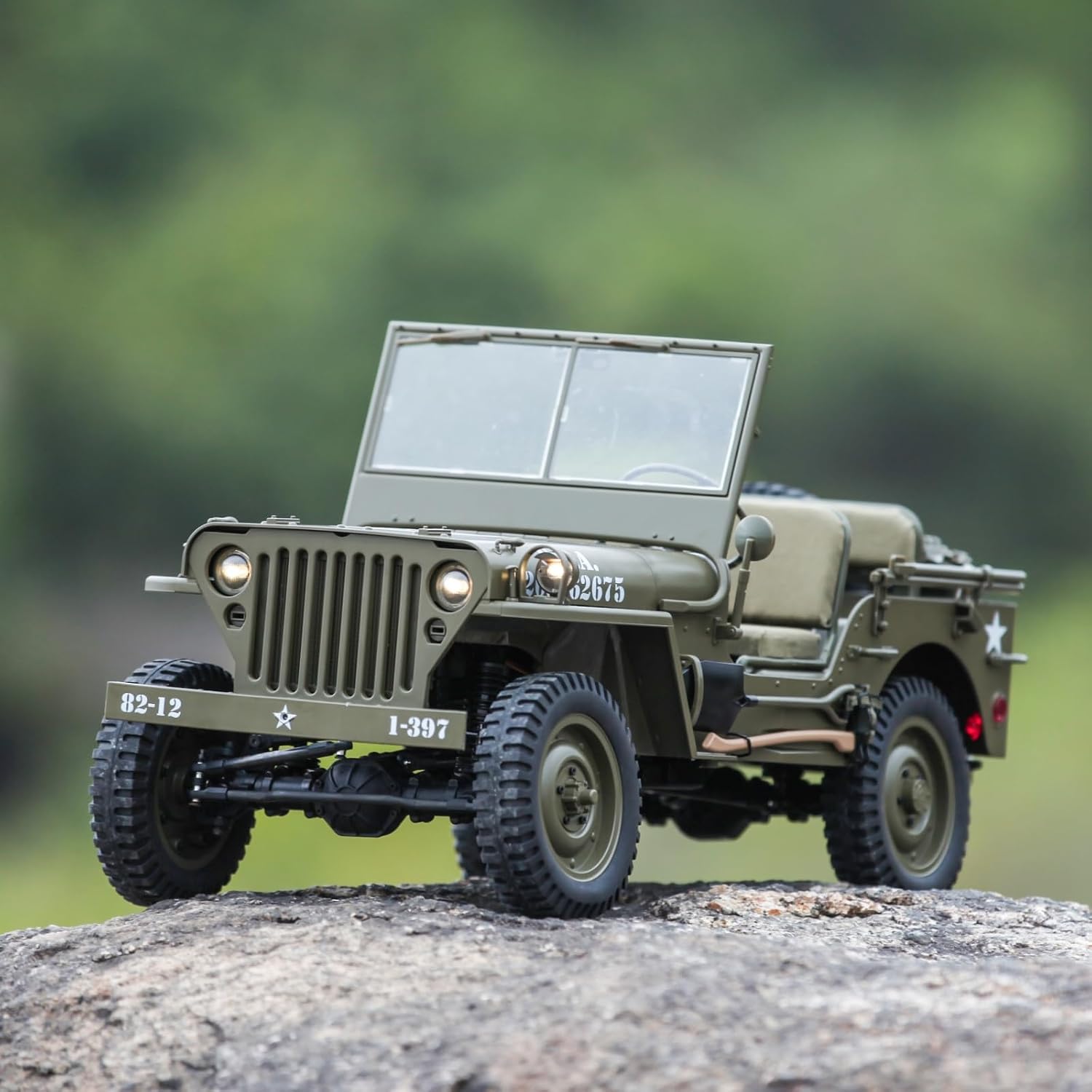 Rochobby FMS 1/6 1941 MB Scaler RC mini Jeep RC Truck MB Scaler 4x4 Hobby Grade Brushed RC Rock Crawler RC Army Military Truck for Adults no Battery RS