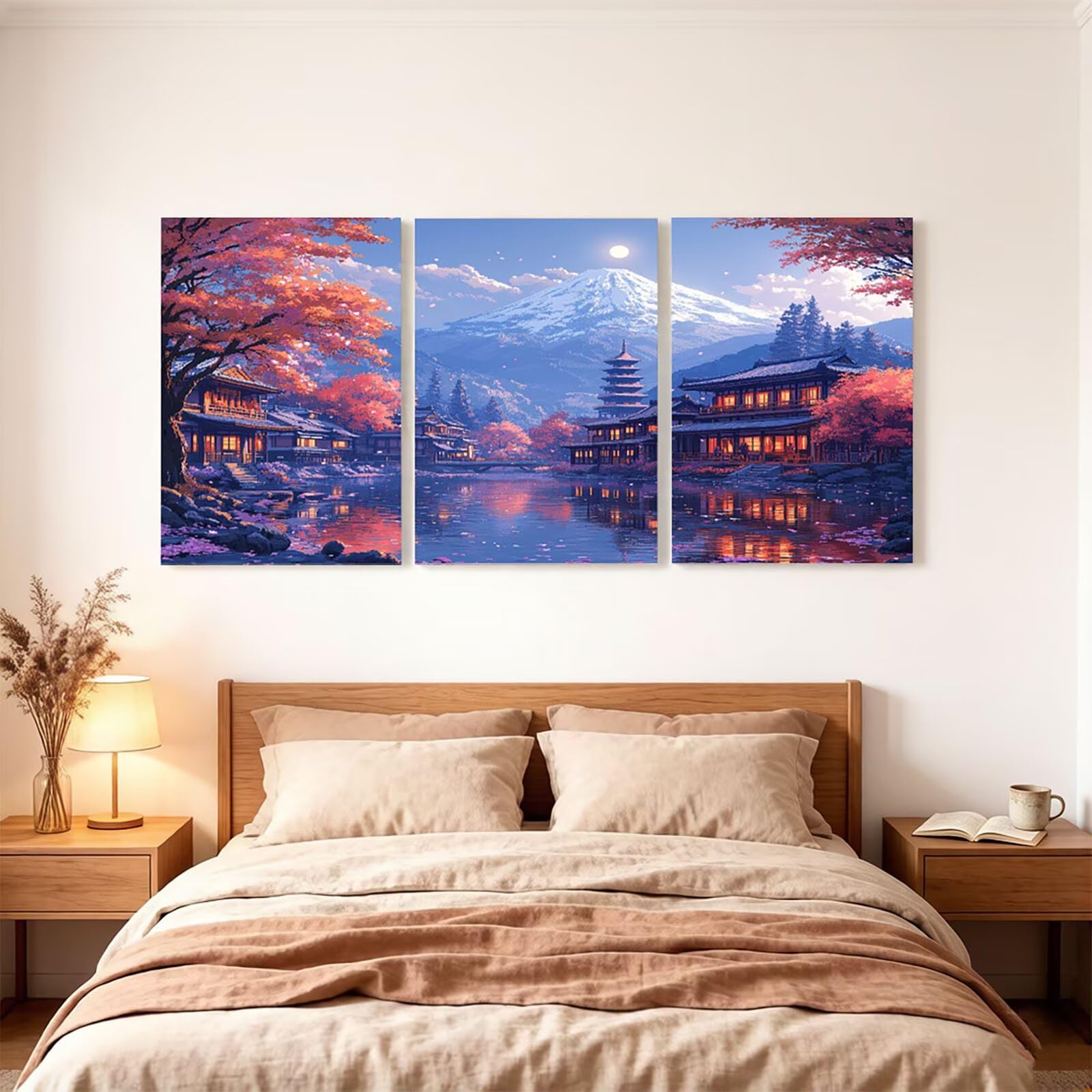 Zestaw do malowania diamentami Fuji, dla dorosłych, zestaw do malowania diamentami z motywem księżyca, pełne wiercenie według numerów, dla dorosłych, 60 x 90 cm x 3 szt., haft krzyżykowy, sztuka
