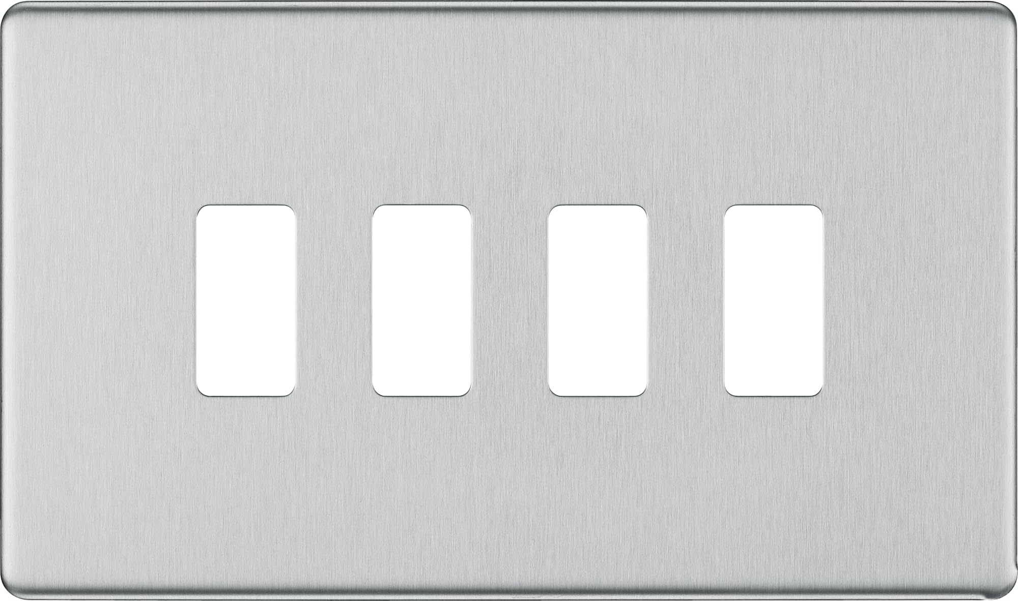 BG Electrical RFBS4 Nexus Grid Brushed Steel Screwless Front Plate 4 Module