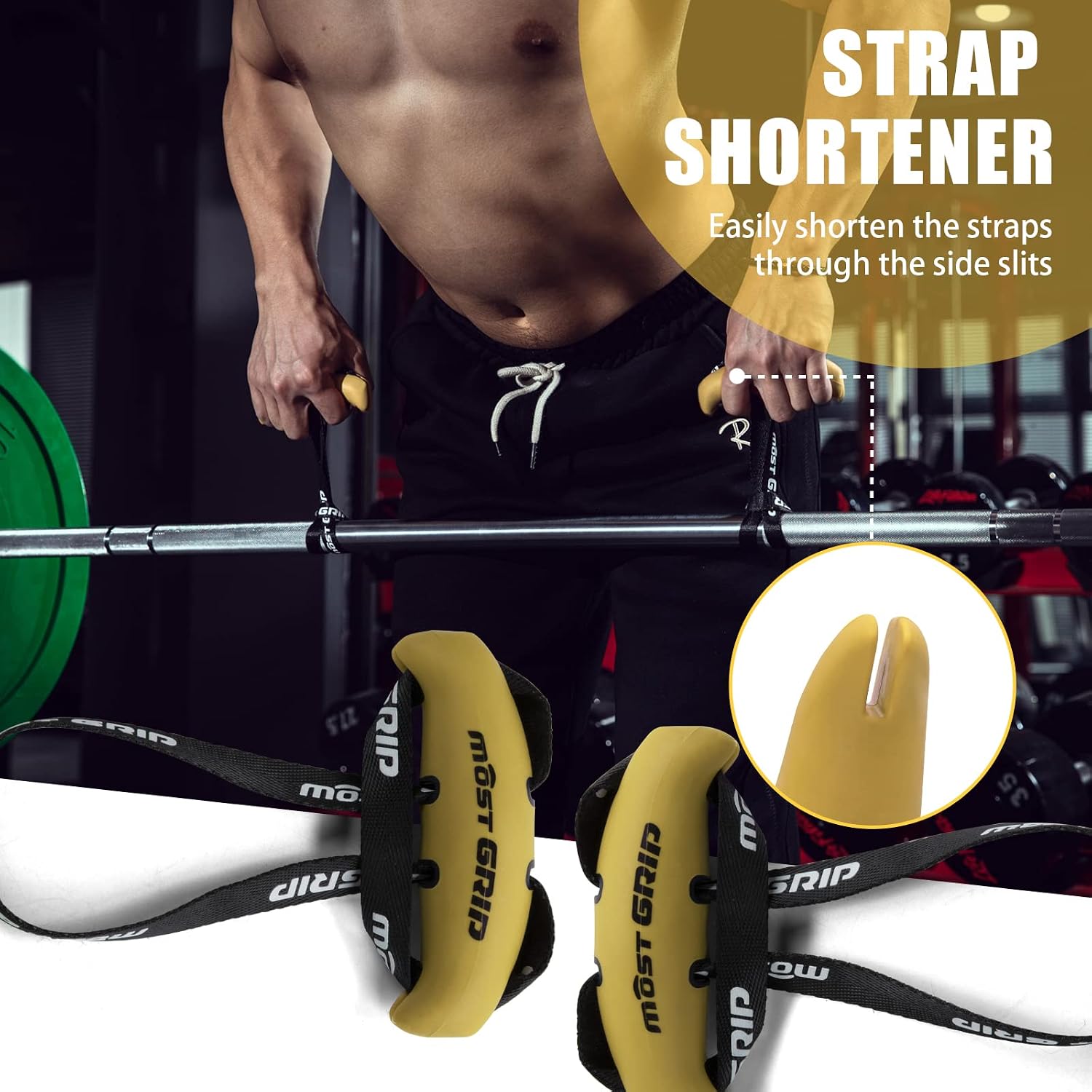 eurovicky Ergonomic Pull up Handles Resistance Band Handles Cable Attachments for Gym Cable Machine Handles Yellow