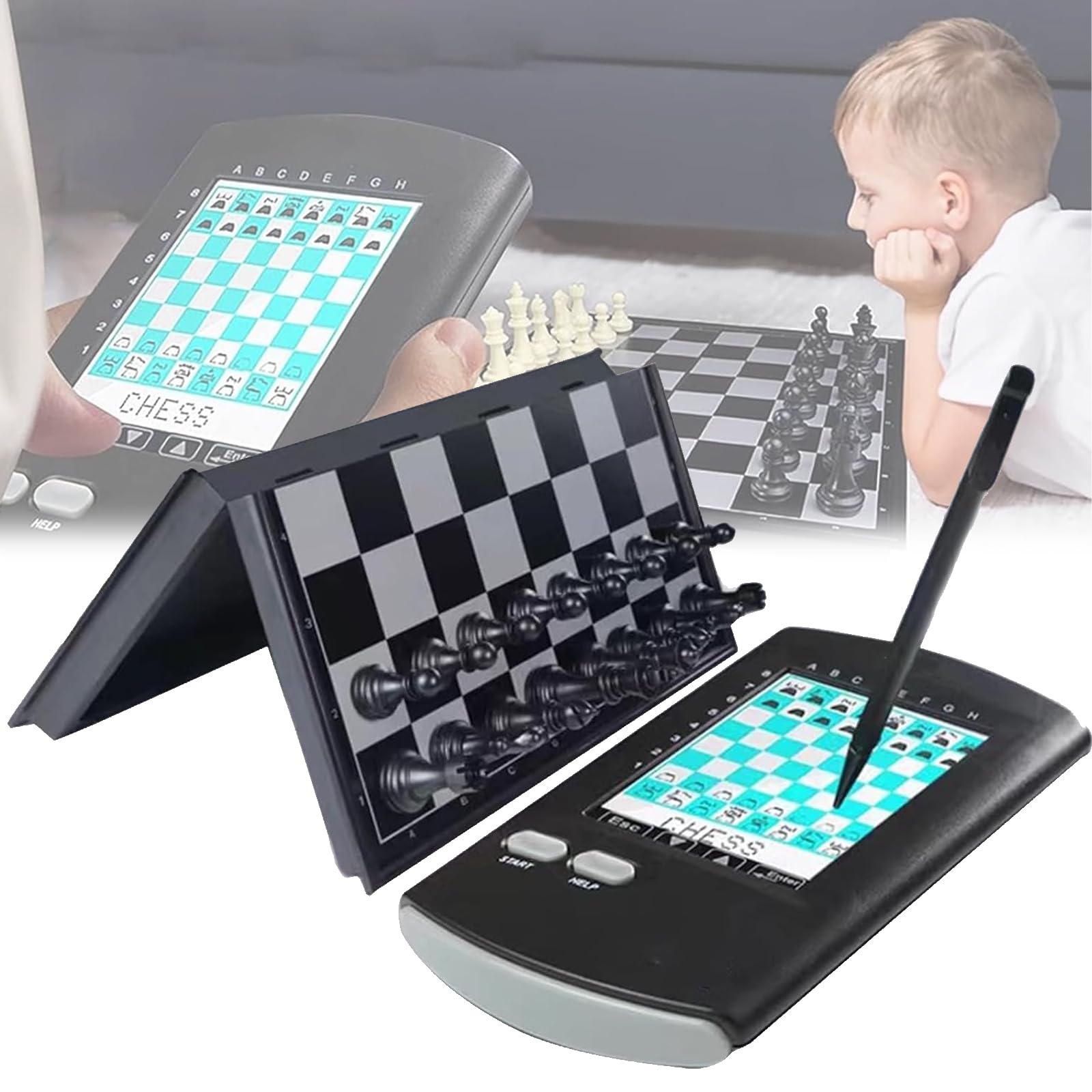 Tragbares elektronisches Schachspiel mit intelligentem Touch-basiertem Computer, faltbarem Brett und magnetischen Teilen für Einzelspieler, ideal für Anfänger und Enthusiasten