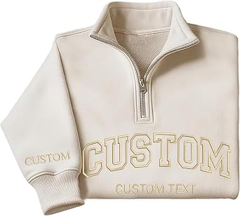 Noni Custom Embroidered Quarter Zip Sweatshirt, Personalized Embroidery Gift, Add Your Own Custom Text, For Mom
