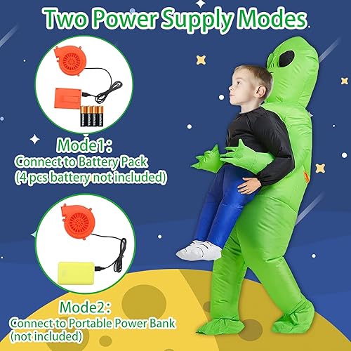 Miniatura 7 de ZIZWO Inflatable Costumes Alien for KidsTeens Inflatable Alien Costume Blow up Costumes Funny Halloween for Boys Girls Alien-Kids