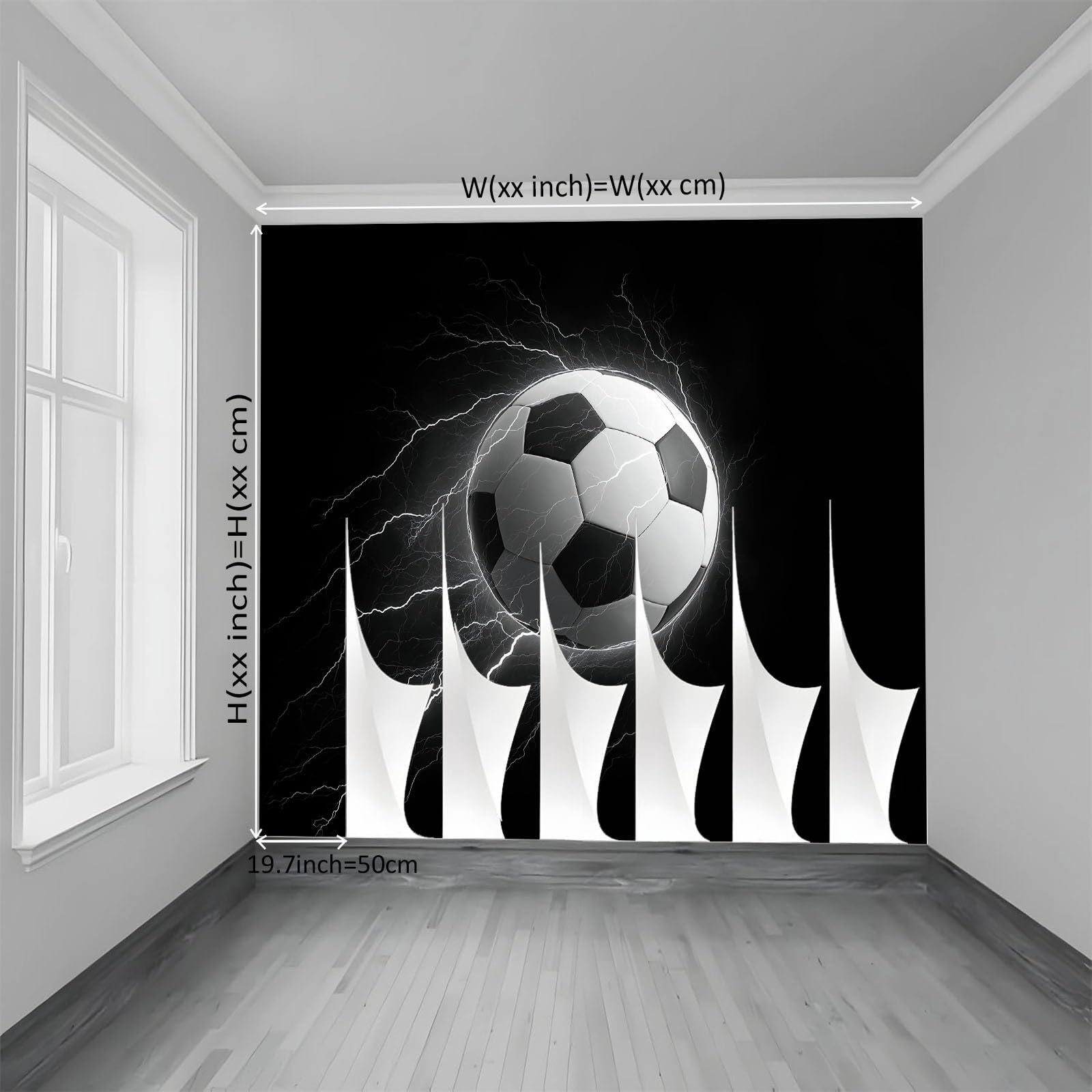 Carta da Parati Nero Fantasia Videogiochi Fulmini Calcio, Tessuto non Tessuto (TNT) 250 x 175 cm per Pareti Soggiorno Cucina camera da letto bambini, Poster Fotografici decorazione della parete