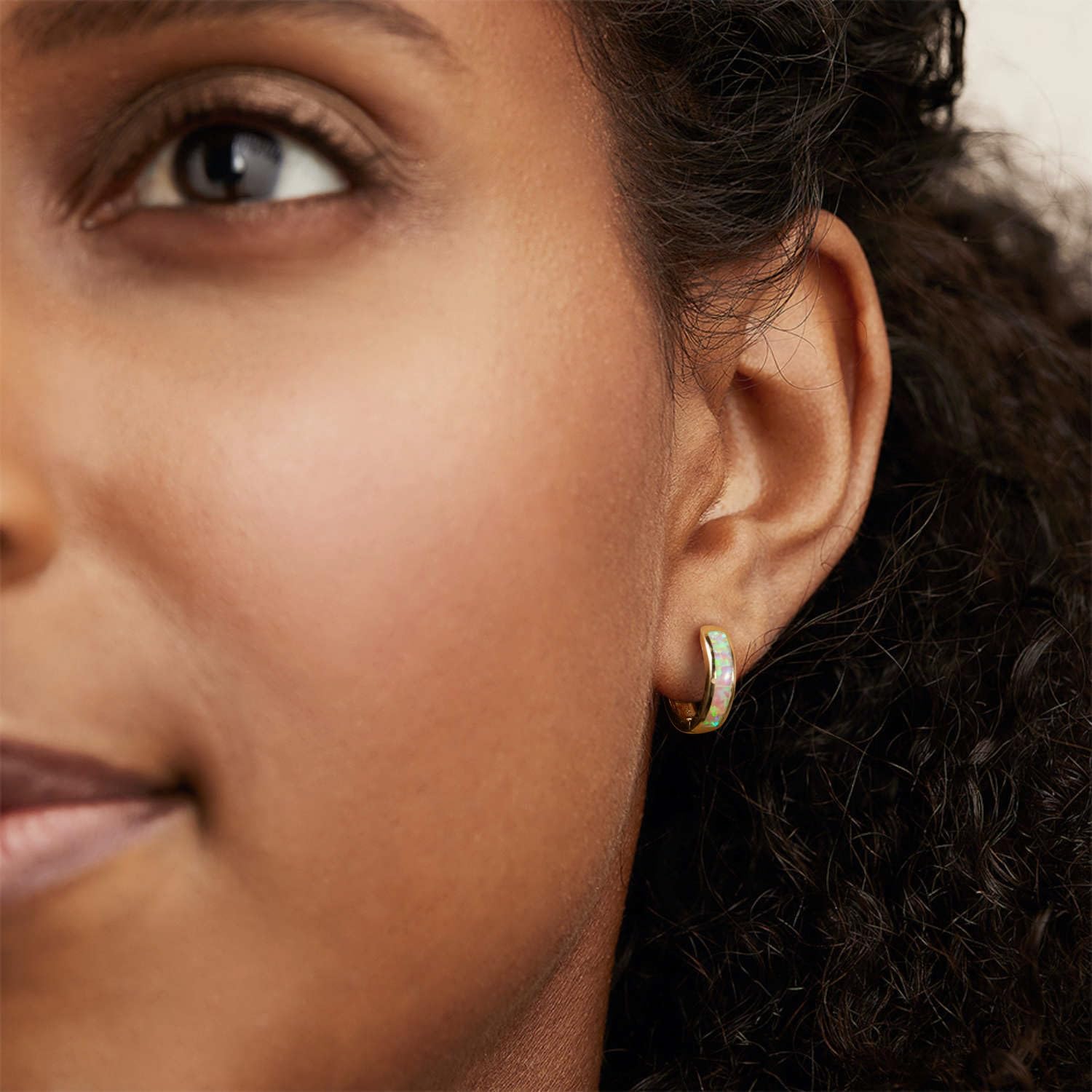 Opal Stud Huggie Hoop Earrings: Hypoallergenic 14K Gold/Silver/Rose Gold Plated Small Hoop Earrings for Women Sensitive Ears - Image 2