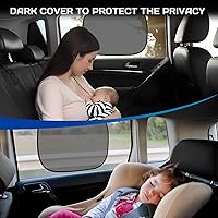 Vista 4 de Parasoles para ventanas de auto para bebé, 4 unidades de 20 x 12 pulgadas, adherencia estática, cubiertas para ventanas laterales, frontales