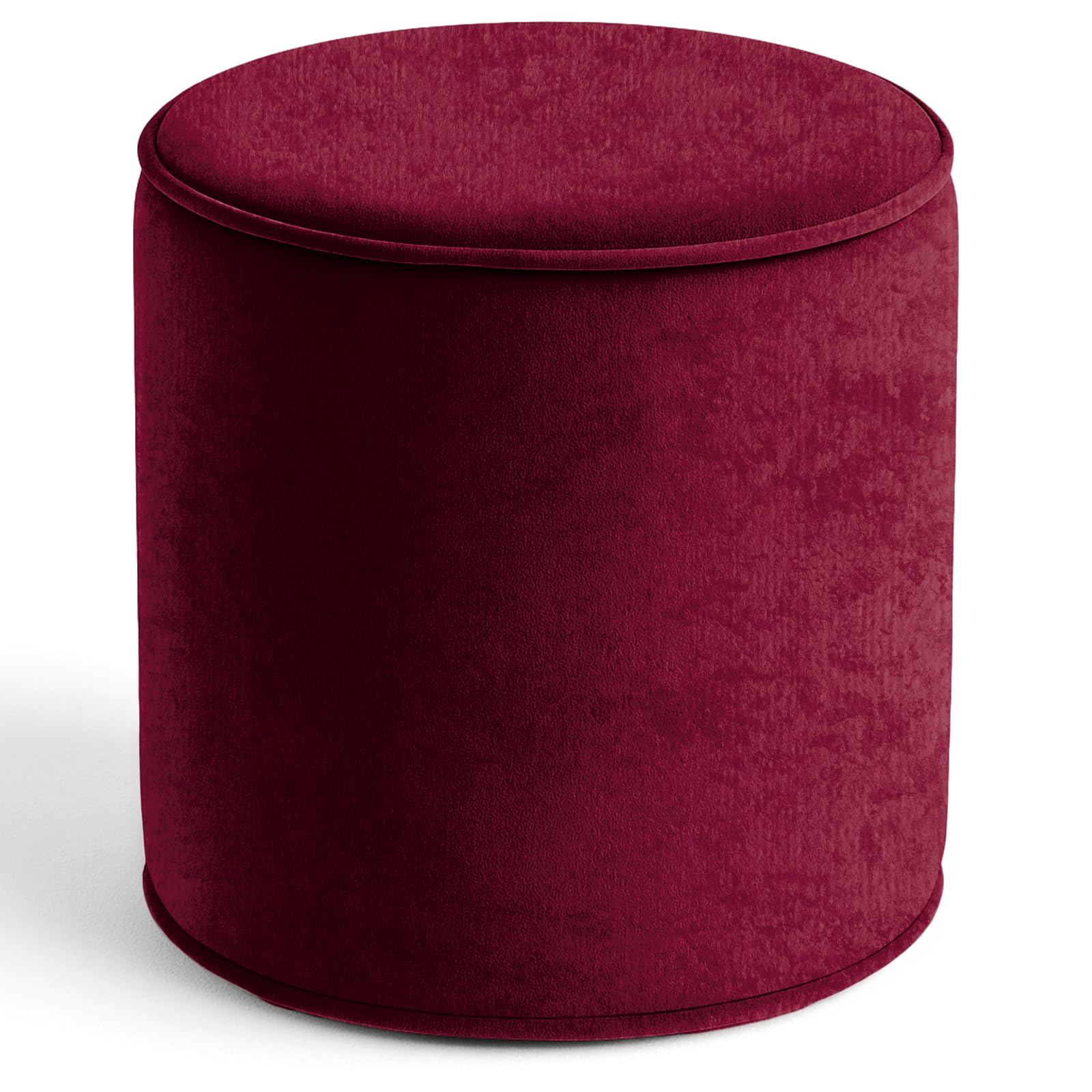 Premium Velvet Footstool Bean Bags | Round Shape Ottoman Footrest Modern Home Living Room Bedroom Stylish & Durable Ergonomic Design | 40x40cm Foot Rest Pouffe (Burgundy)