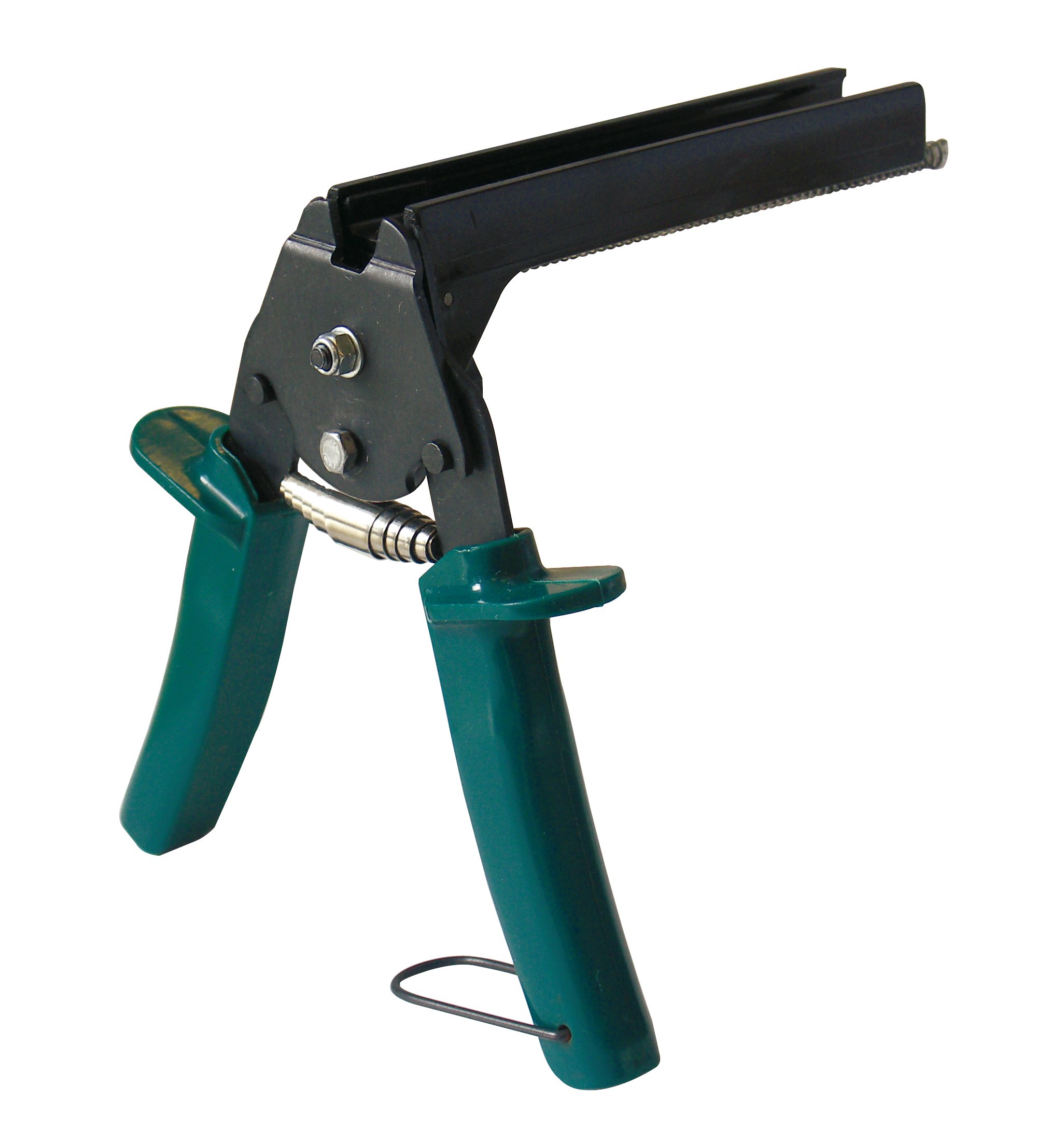 Alberts 531157 Drahtbefestigungszange | verzinkt, mit Kunststoff-Griff und -Magazin & 530969 Drahtklammer | zinkphosphatiert, grün kunststoffbeschichtet | Breite 22 mm | 200er Set