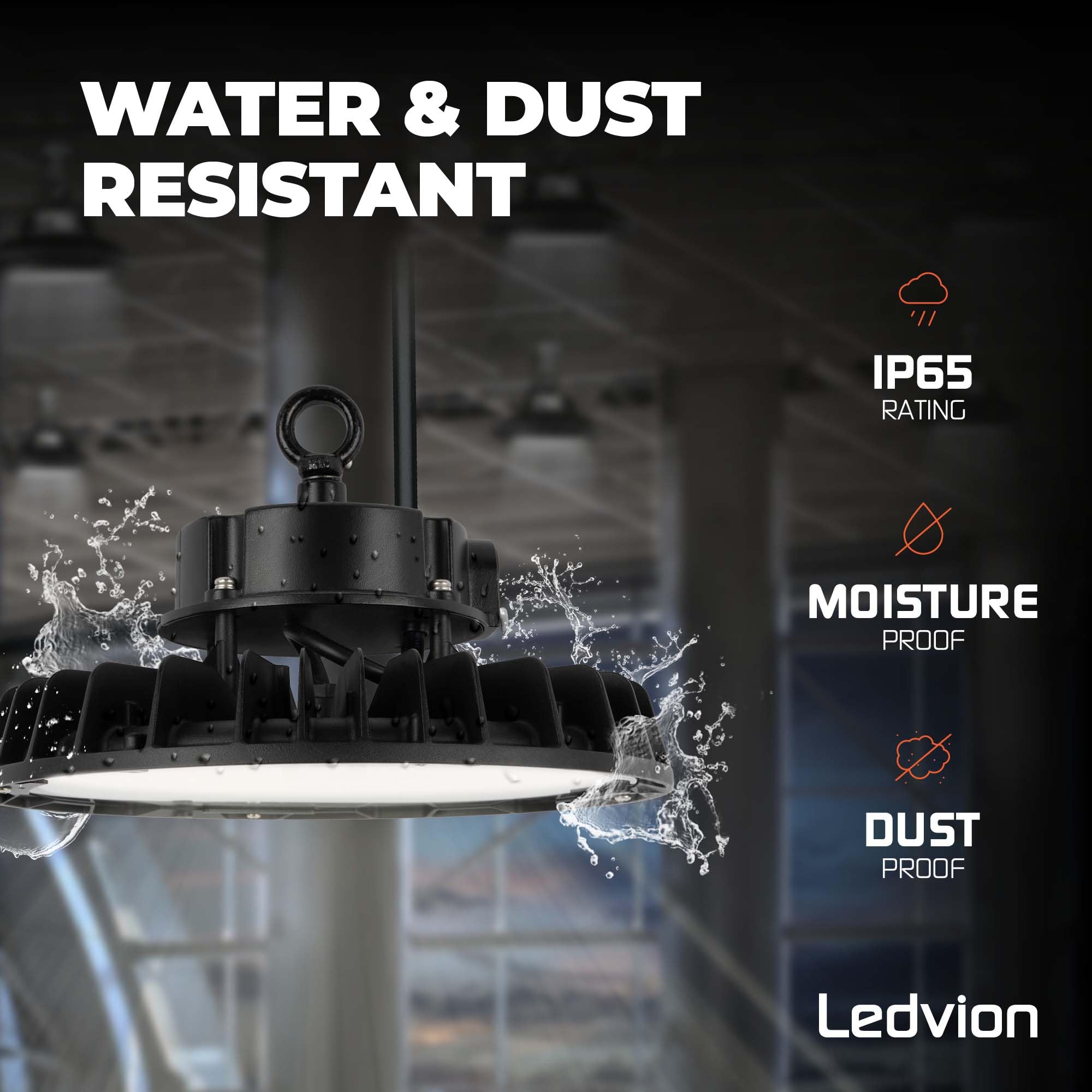 Ledvion LED Hallenstrahler 240-190-140W 175lm/W 6500K Dimmbar IP65 | 175 lm/W, dimmbar in 3 Stufen, IP65, 5 Jahre Garantie