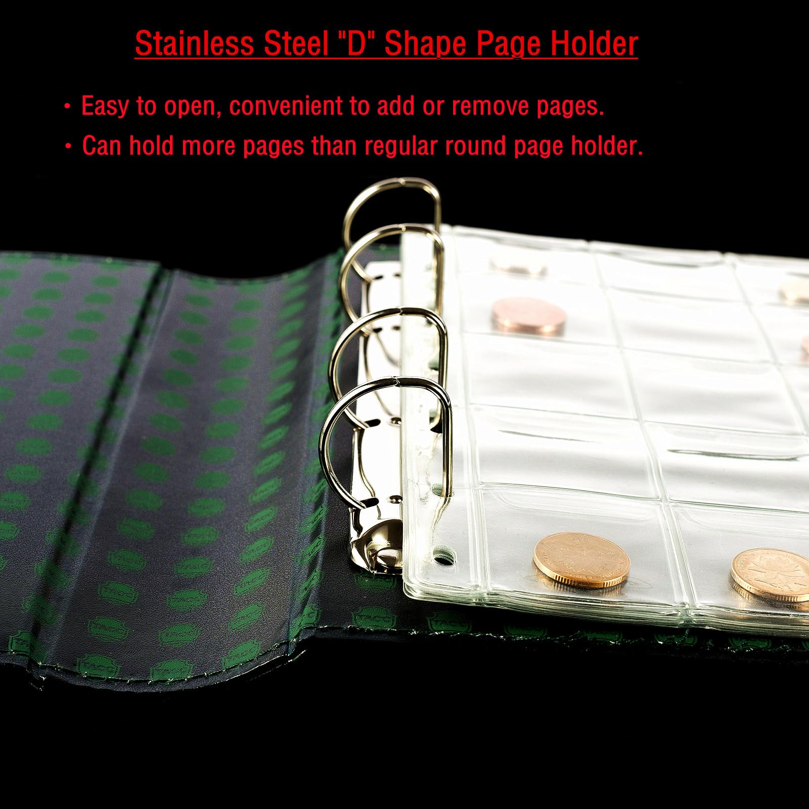 Ettonsun Album professionale da collezione con 250 tasche per monete, 4,6 x 4,1 cm, per collezionisti (verde)