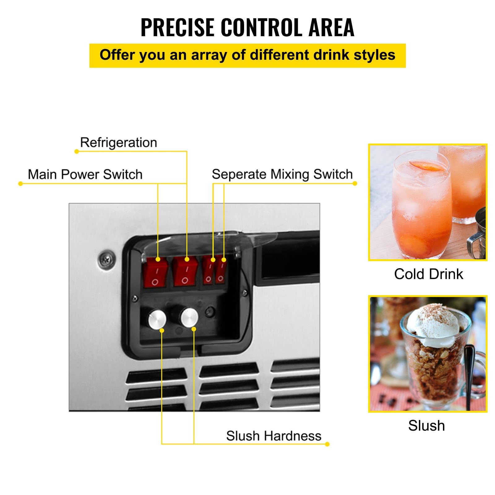Máquina de Granizado 2x15L Máquina Comercial de Bebidas y Batidos,Máquina para Derretir Nieve de Doble Cilindro,Máquina de Granizado de Bebidas Congeladas Profesional de Doble Tanque,700W