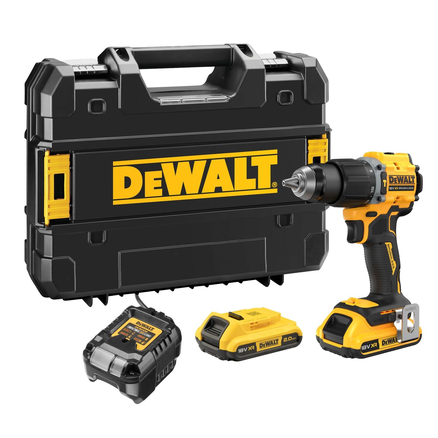 DEWALT DCD799D2T Brushless Hammer Drill XR 18V 13mm 74Nm with 2 Li-Ion 2Ah Batteries and TSTAK Case