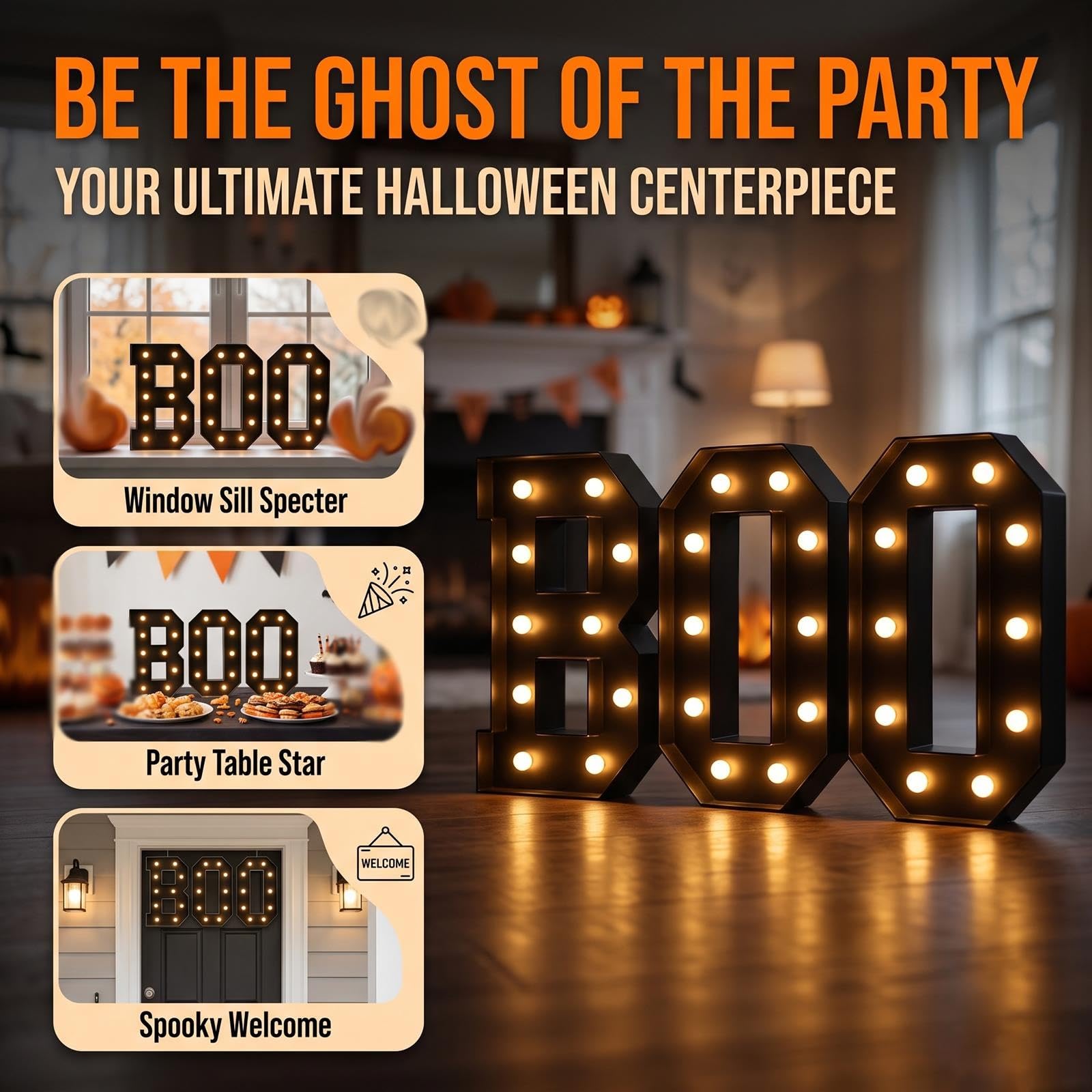 2,3/3,3/4FT BOO Znak Podwórkowy Namiot Literą, LED Halloween Outdoor Decora