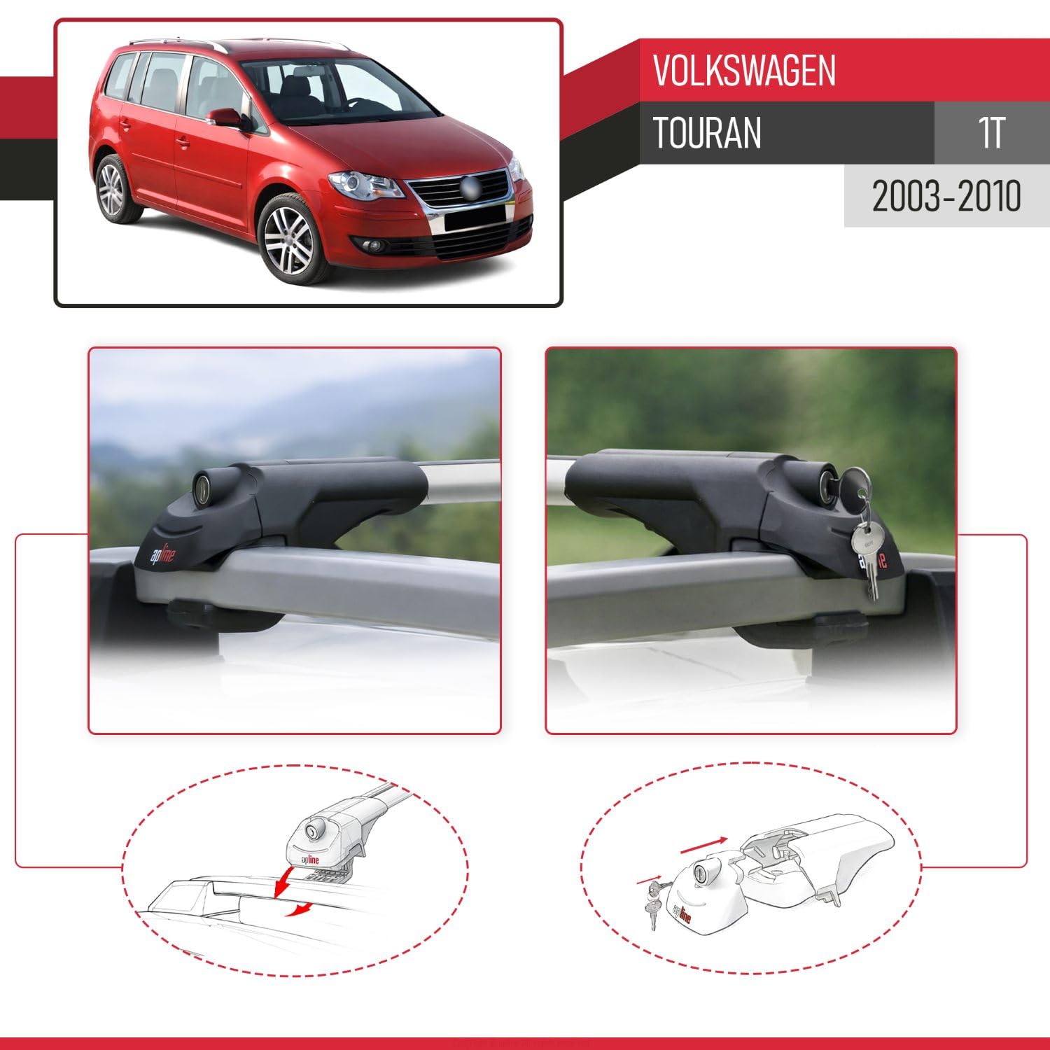 Compatibile con Volkswagen Touran 2003-2010 Barre Portatutto ACE-1 Portapacchi Barre Tetto GRIGIO