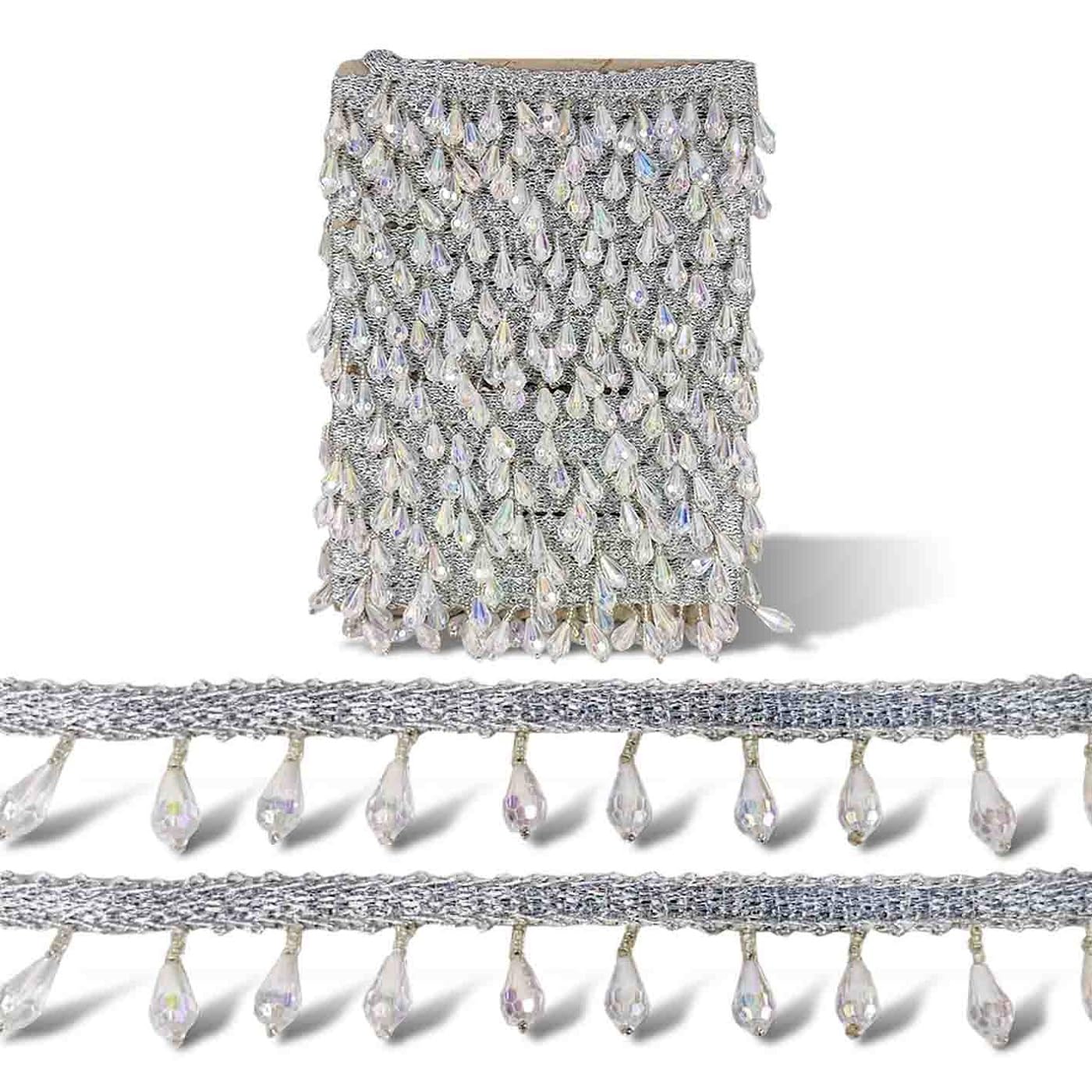 Utkarsh (3cm X 3 Mtr) Silver Acrylic Anaar Shape Beading Latkan Gota Trim Lace Border for Saree, Suit, Dupatta, Lehenga, Blouse, Dress Designing, Embellishment, Outlining, Craftworks & Decoration (B0CG3NQRR8) Amazon Price History, Amazon Price Tracker