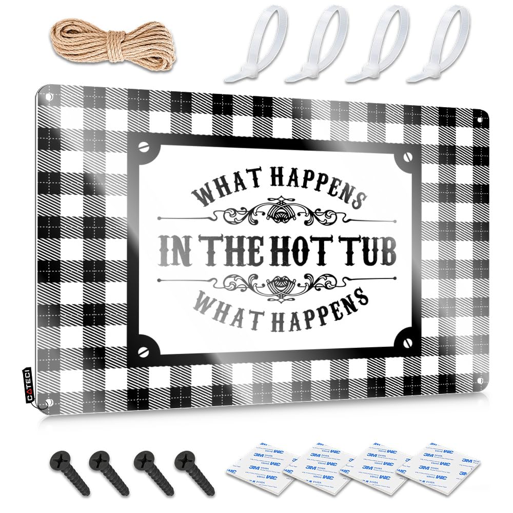MWFKKADDB Stuff For Your Room What Happens In The Hot Tub Stays In The Tin Sign Personalized Bar Signs Outdoor Signs And Decor(30X40CM)