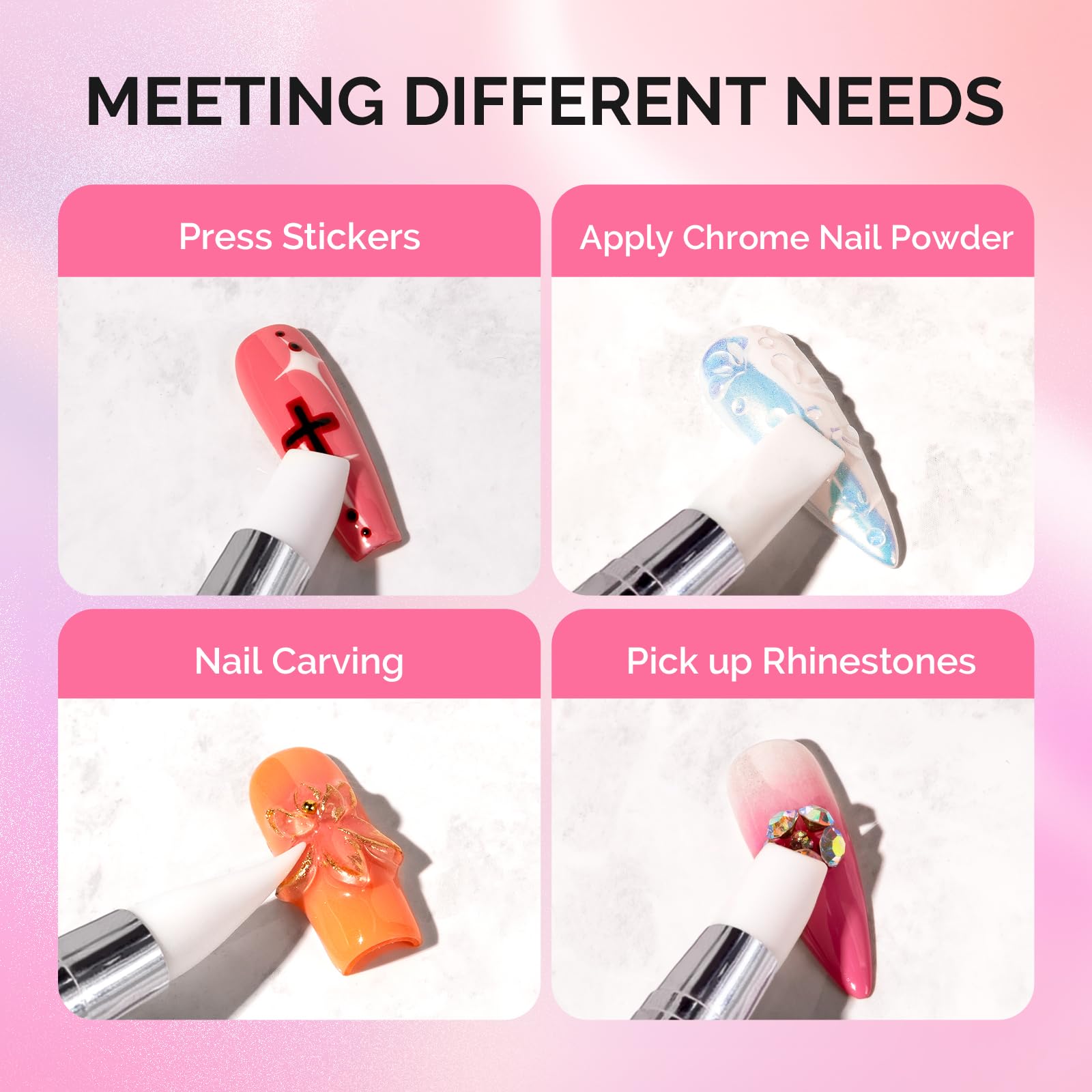 MelodySusie 5 Pcs Nail Art Sculpture Pen Acrylic Dual Tipped Brushes for Resin Nail Art Tools for Design Nail Foil Carving Drawing Effect Shaping Drawing Nail Tools for Home Salon