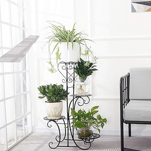 Miniatura 4 de LOYALHEARTDY Soporte de metal para plantas para interiores y exteriores, estante para macetas de 4 niveles, estante de exhibición de macetas de