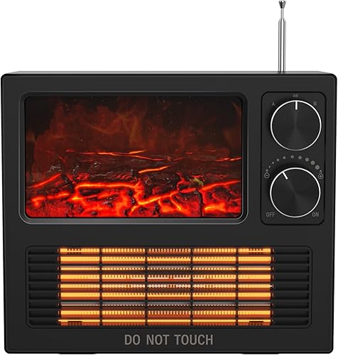 Calentador de espacio pequeño, calentador eléctrico pequeño para uso en interiores, llama 3D realista, protección de seguridad, mini calentador