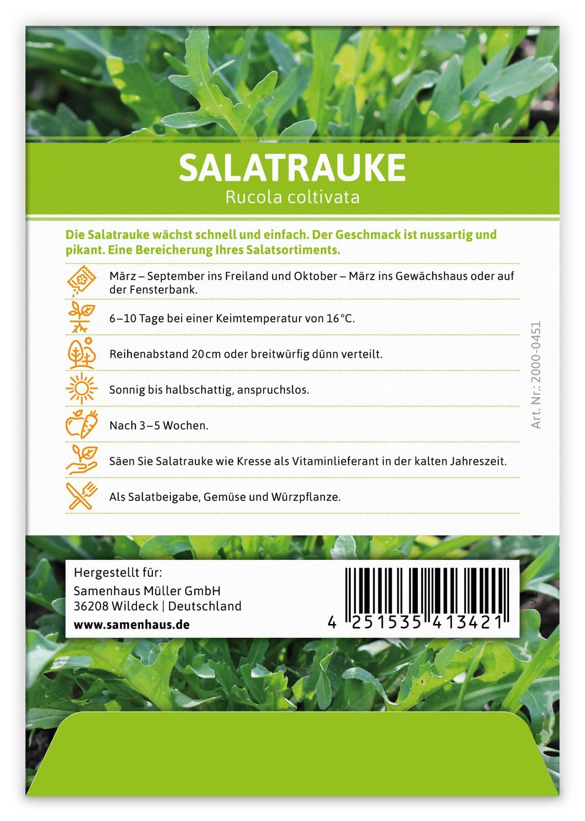 FLORTUS 2000-0451-100x Salatrauke (100 Tütchen) (Salatraukesamen)