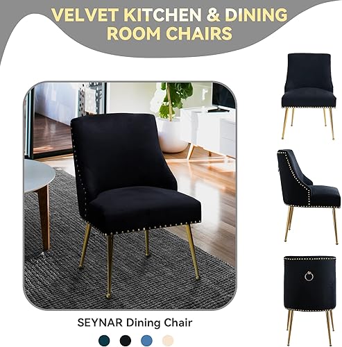 Miniatura 4 de Silla de comedor de estilo moderno, silla decorativa de terciopelo con barra vertical, juego de 2 sillas copetudas (verde azulado)