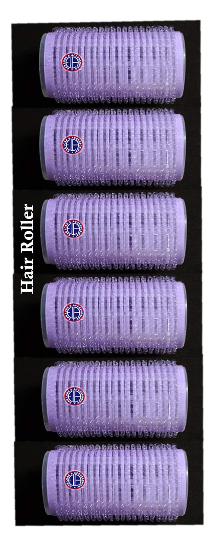 [Ear Lobe & Accessories] Medium Soft Velcro Hair Roller (Pack of 6 Pcs) | Self Grip | Size - Fits All | Hair Curling | Soft Curler | Color May Vary