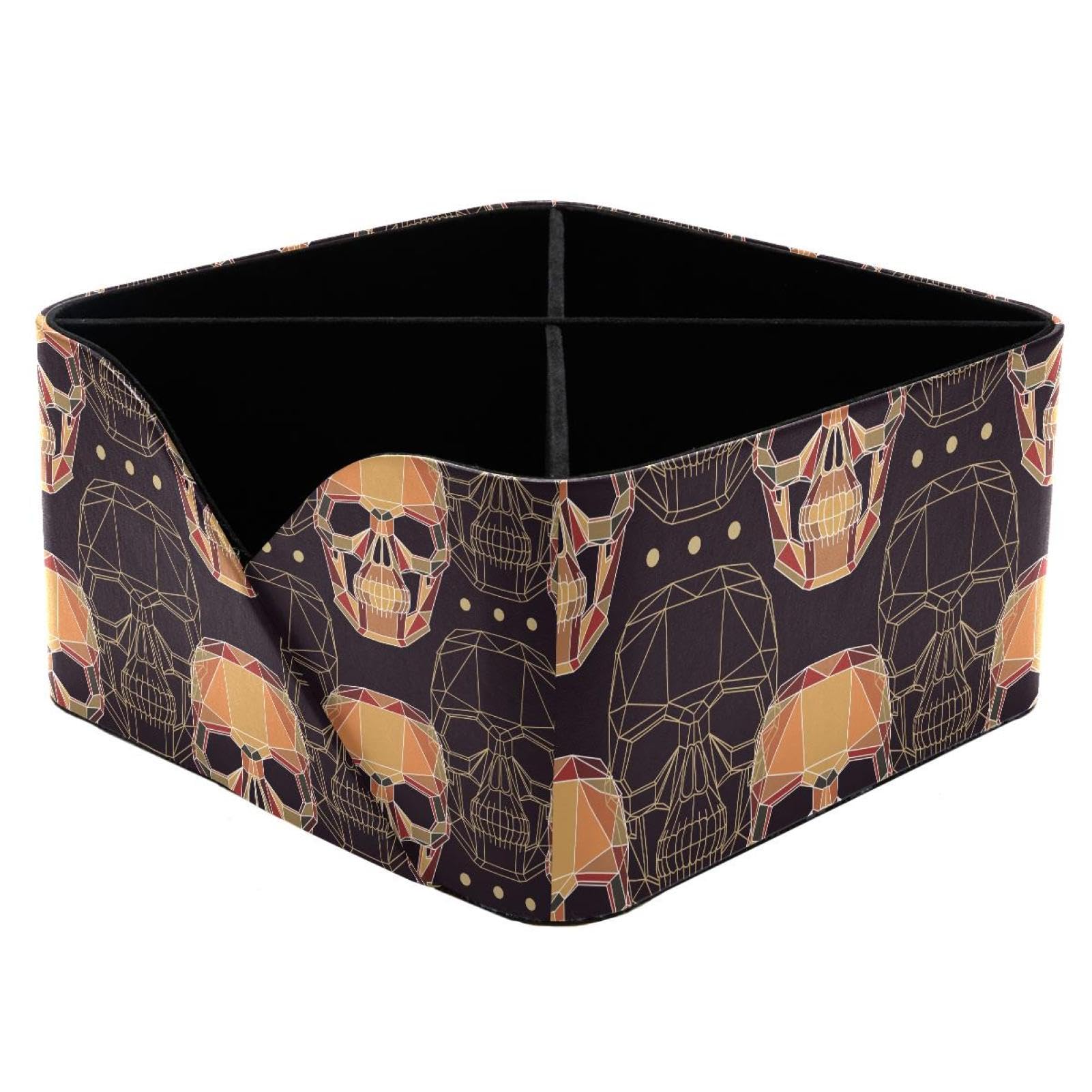 KengjuTesu Geometry Machine Skull Desktop Organizer Pen Holder, Rectangular Pencil Cup for Office, Study and Makeup Stations