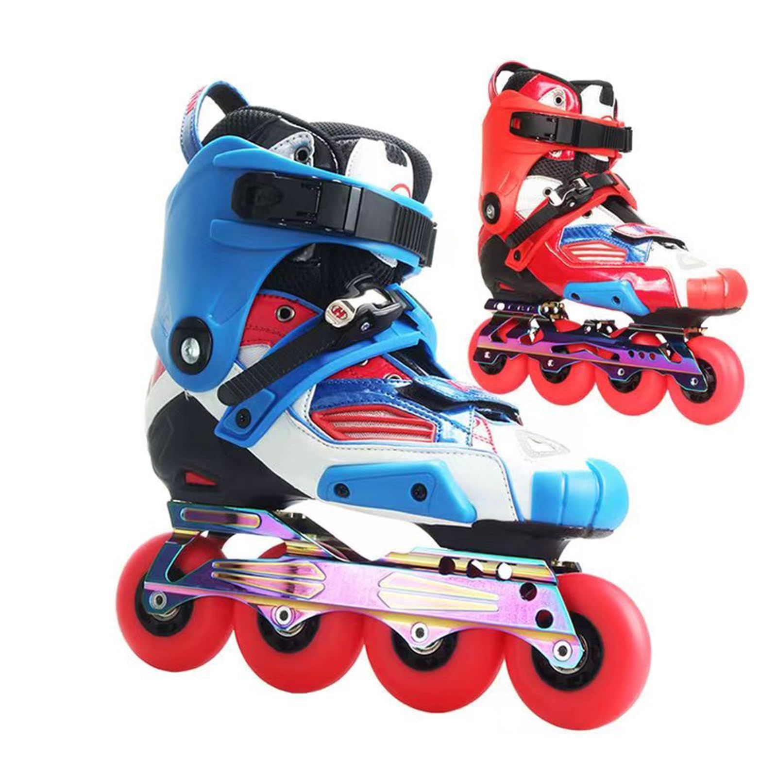 90a Inline-Skate-ersatzrollen Mit Abec-9-kugellagern, Rollschuhrollen Für Drinnen Und Draußen Yellow+Red 72mm