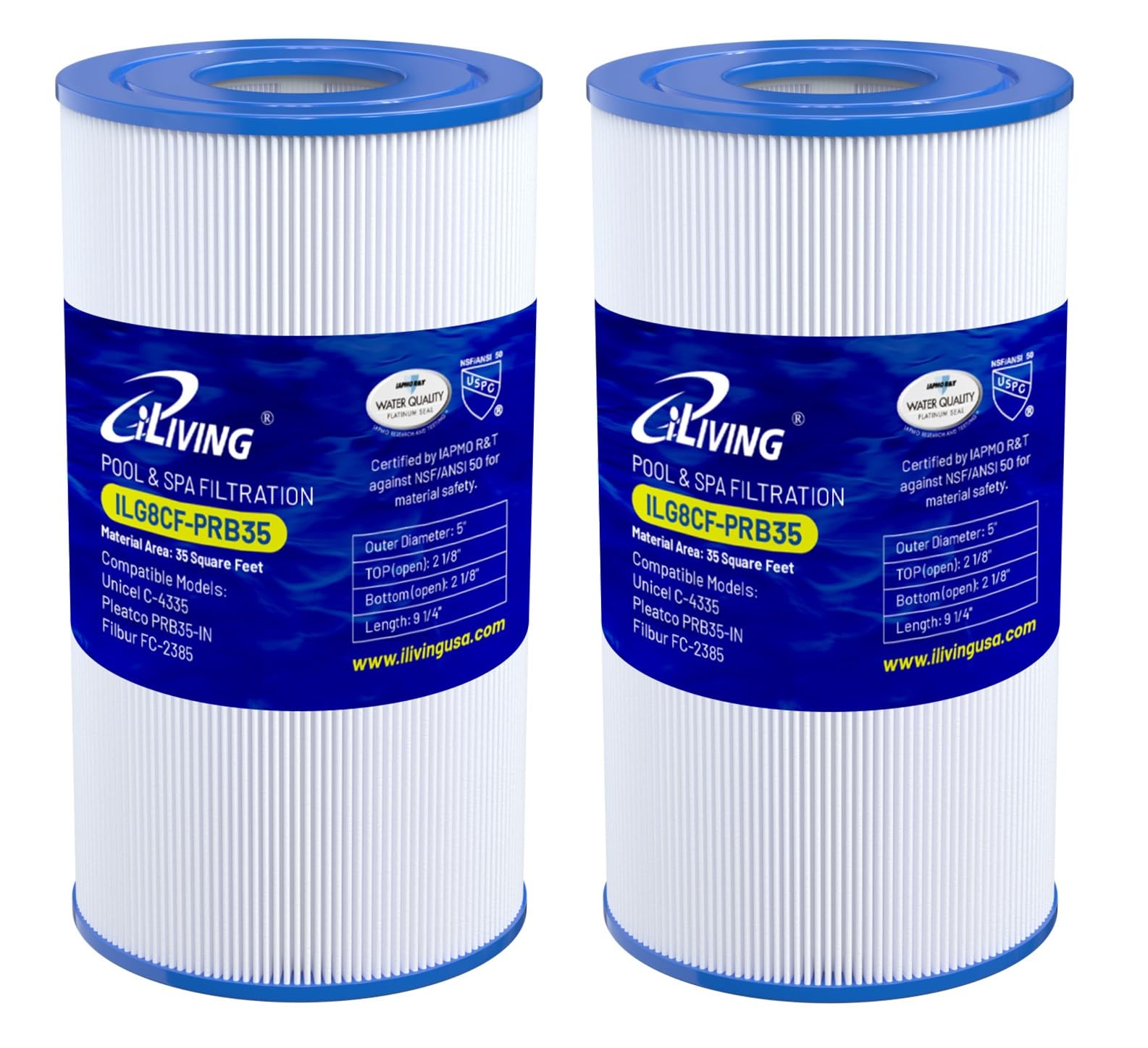 iLiving ILG8CF-PRB35 Pool Spa Water Filter Cartridge, White & Blue
