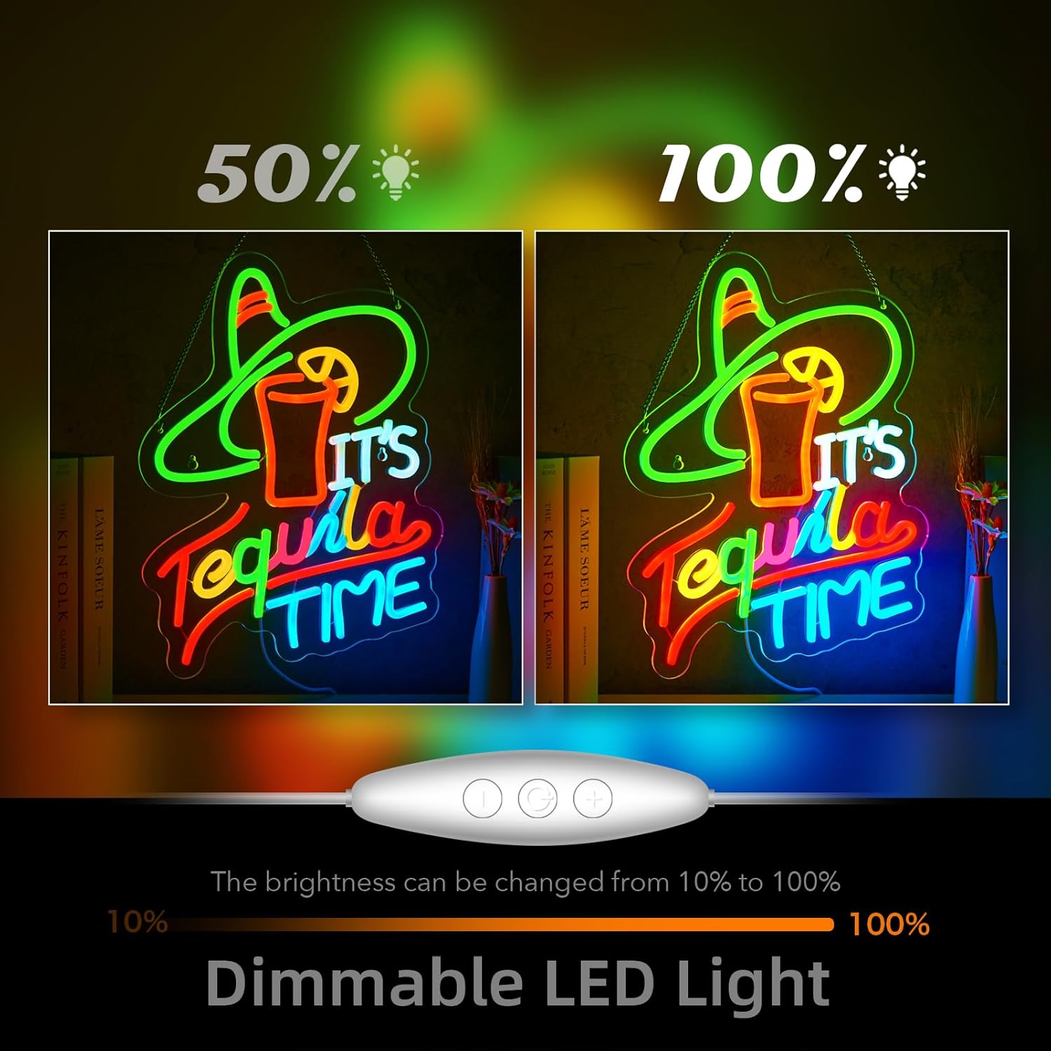 It's Tequila Time Neon Sign Tequila Time Neon Sign for Wall Decor Mexican Tequila USB Dimmable LED Neon Lights for Beer Bar Kitchen Restaurant Home Pub Party Man Cave Club Shops Hotel Store Business Gift - Image 4