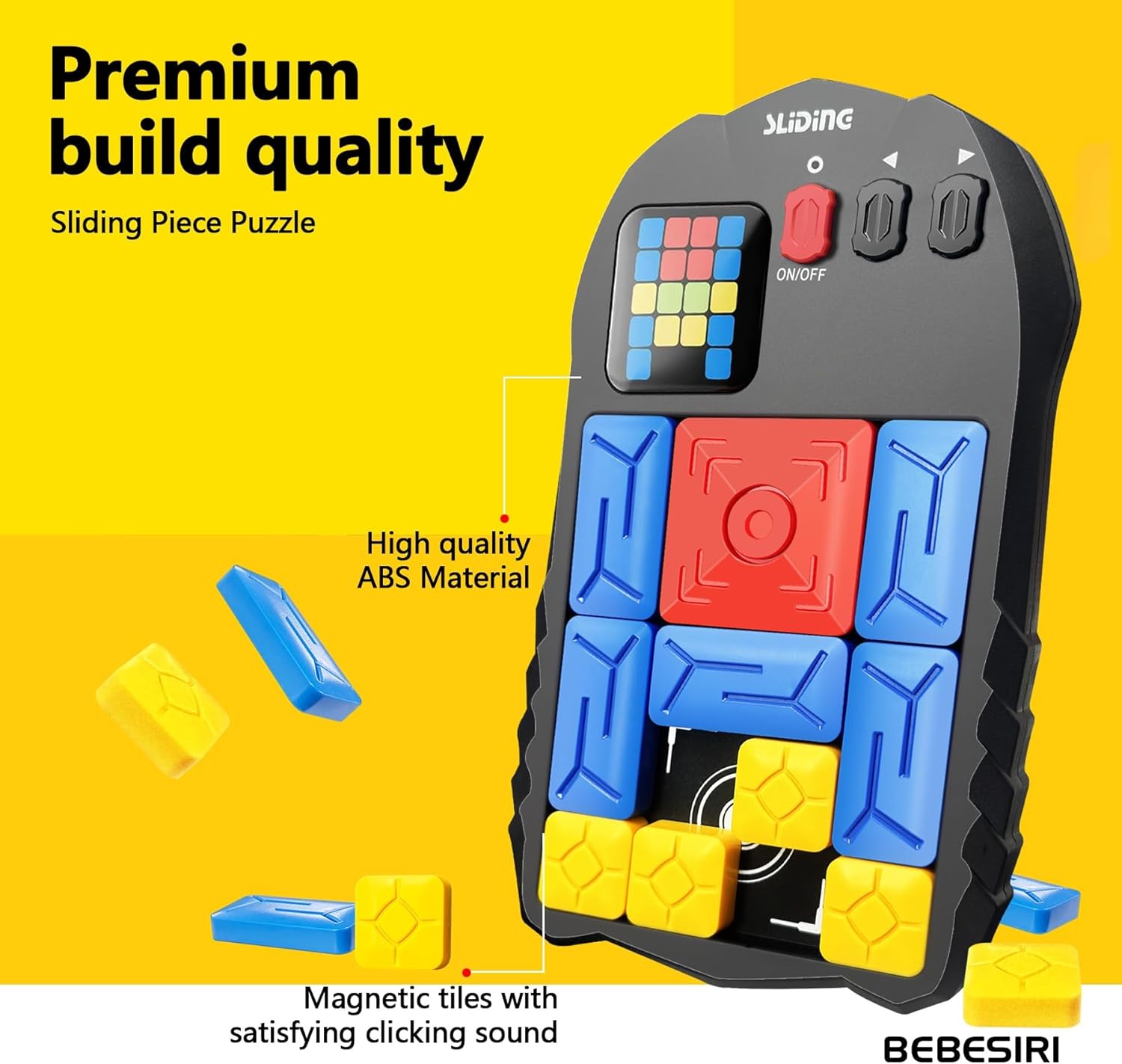 Super Slide Puzzle Game with 500+ Levels - Electronic Brain Teaser Toy for All Ages (Includes Storage Bag)