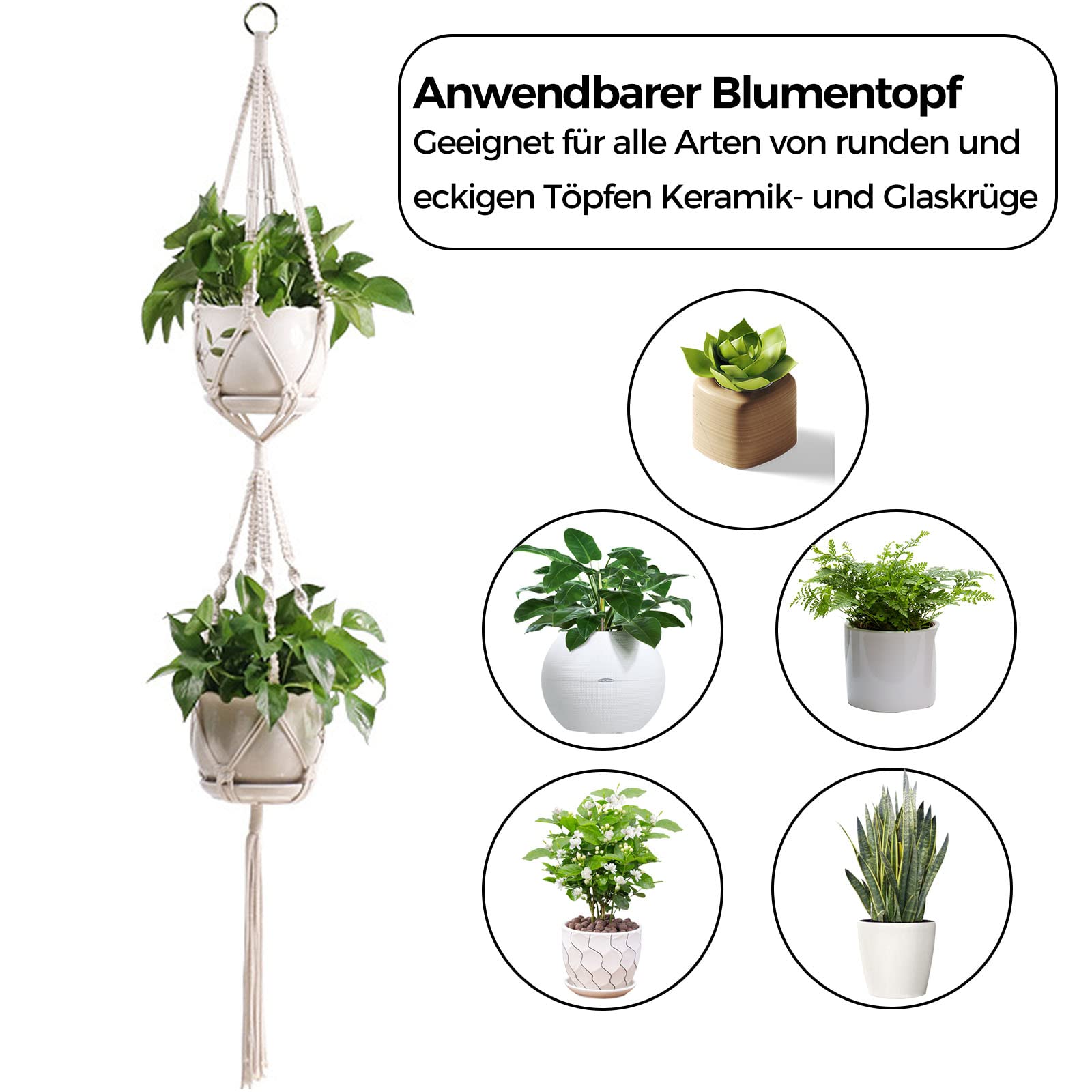 Pot De Fleur,Porte-plante En Macramé Coloré, Support Mural Suspendu