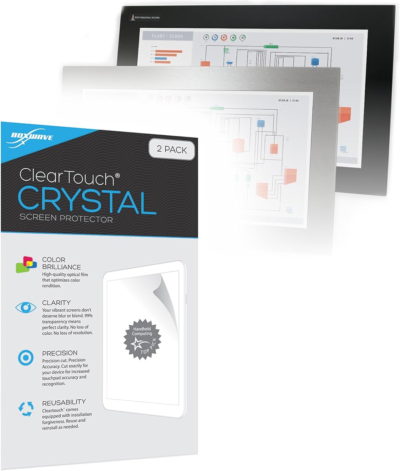 BoxWave Screen Protector Compatible with Hope Industrial Systems 19.5" Panel Mount Monitor - ClearTouch Crystal (2-Pack), HD Film Skin - Shields from Scratches
