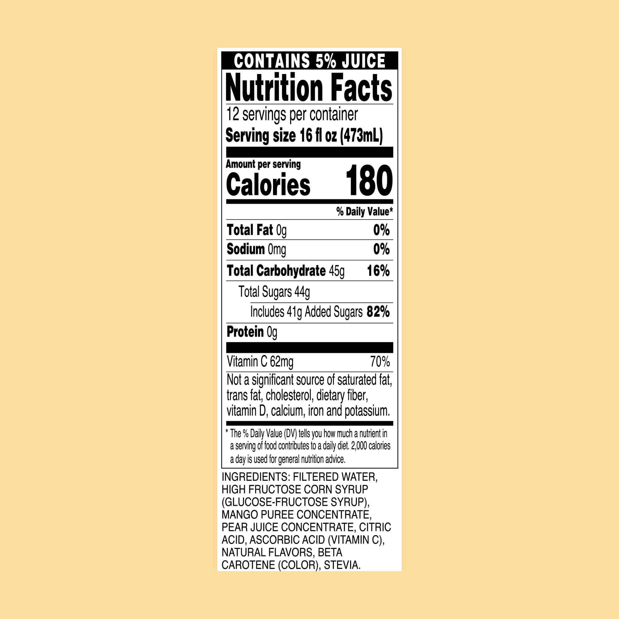 AriZona Mucho Mango - Fruit Juice Cocktail - 16 Fl Oz (Pack of 12)