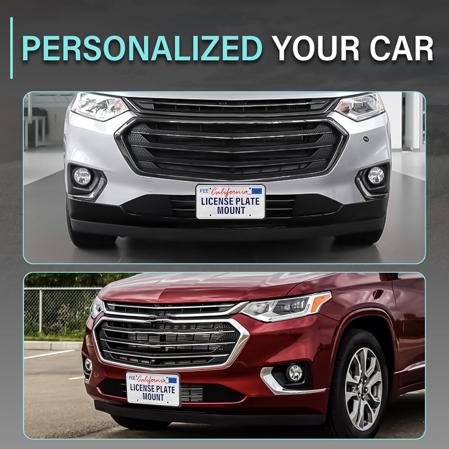 Quick Install Front License Plate Holder Compatible with Chevrolet Traverse 2018-2023 ABS License Plate Mounting Bracket Replacement Frame with Screws, Durable Car Accessories Upgrade