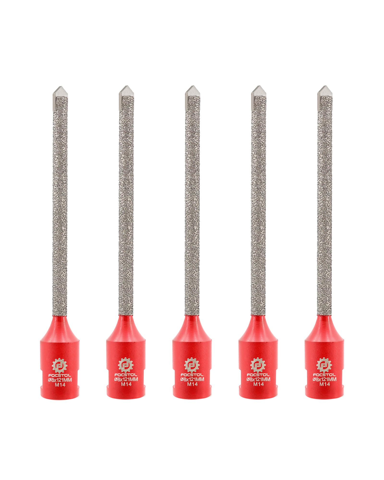 FOCSTOL Punta Diamantata per Malta - 5 pezzi 8mm x 121mm Fresa Diamantata con Punta in Metallo Duro per Rimozione Della Malta e Puntinatura Mattoni in Muratura