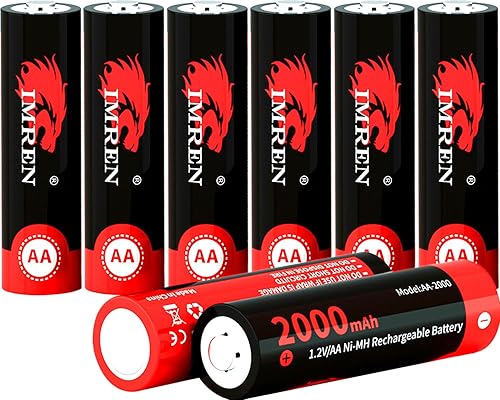 Miniatura 2 de IMREN Baterías AA recargables con cargador, paquete de 8 baterías dobles A de capacidad estándar de 2000 mAh NiMH AA con cargador de batería AA AAA,