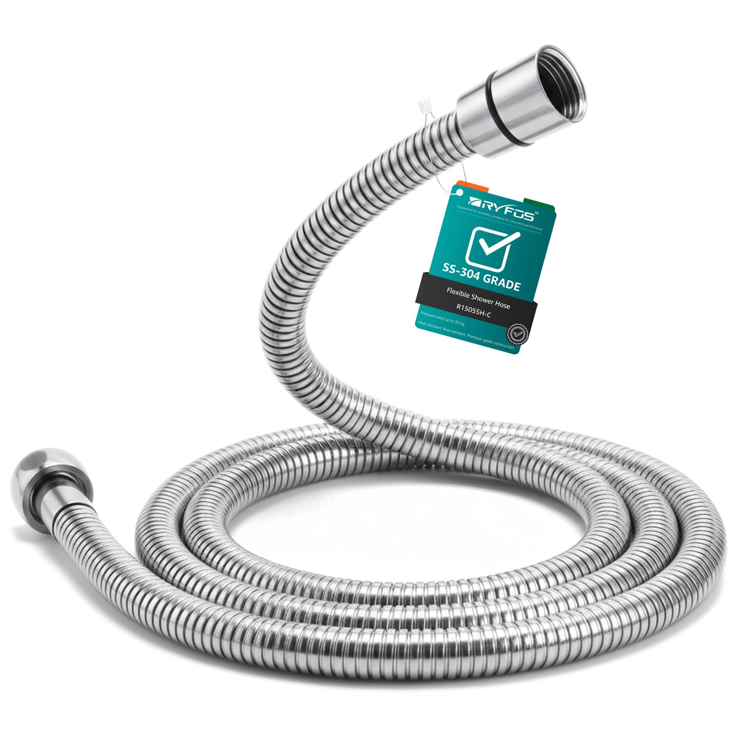 India’s 1st Brand with Lifetime Support, R1510SH, SS-304 Grade, 1.5 Meter Flexible Shower Hose Pipe, Ideal for Health Faucets, Jet Sprays & Hand Showers, Chrome Finish