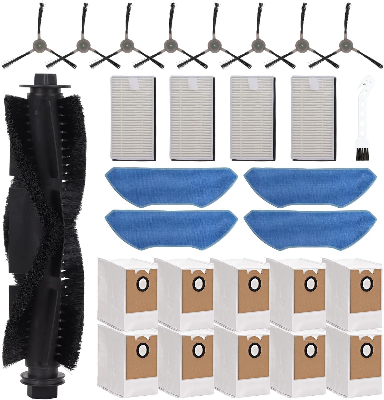 Repalcement Accessories Compatible with Lefant M2 Pro / M2S Pro Robot Vacuum Cleaner, 10 Dust Bag,1 Roller Brush, 8 Side Brush, 4 Filters, 4 Mop Pads,