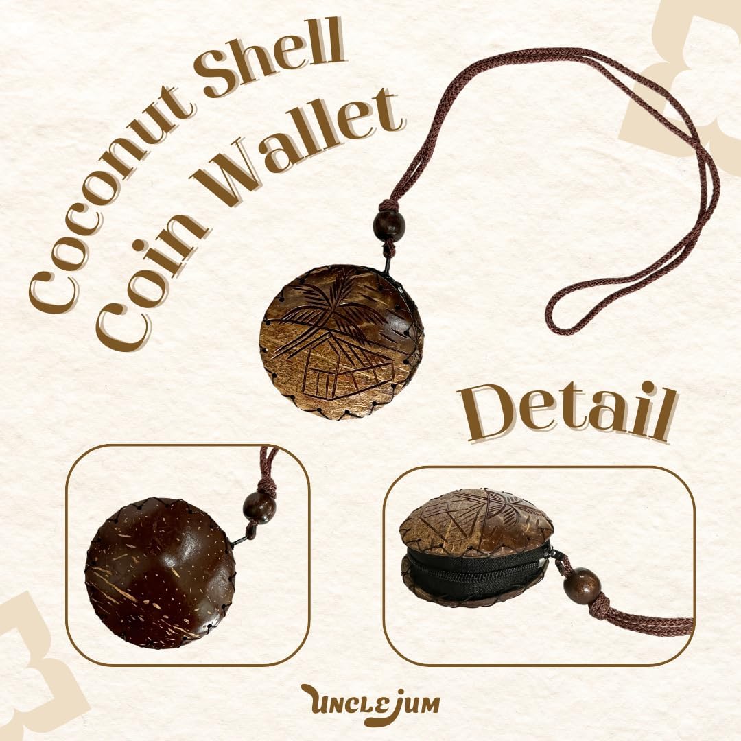 Handcrafted Thai Coconut Shell Coin Wallet - Unique Natural Purse for Coins and Small Essentials with Rustic Charm image 3