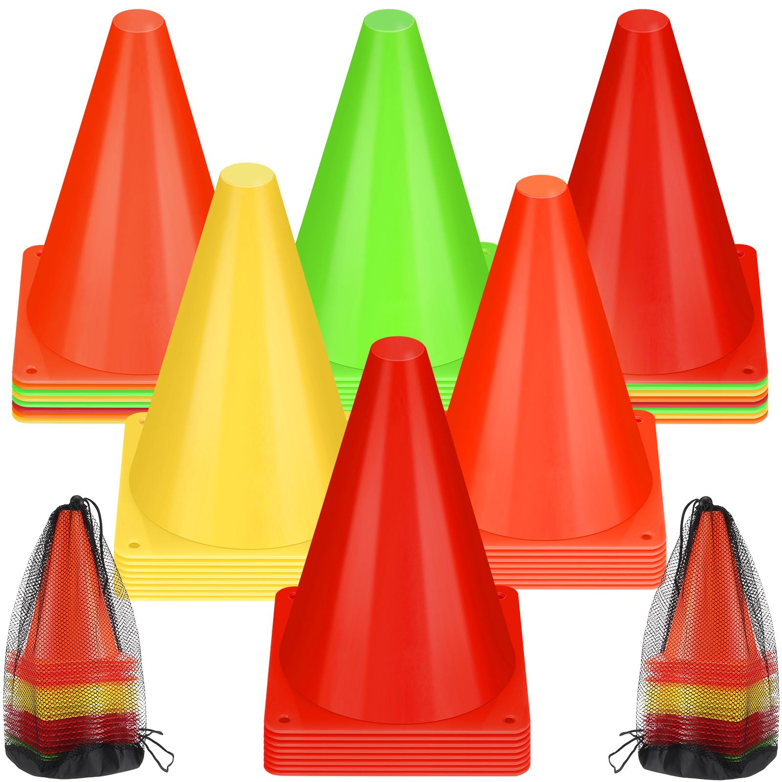 Leelosp 48 Pack Plastic Traffic Cones, Kids Sport