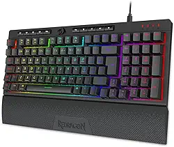 Teclado Membrana Gamer Redragon Shiva 98 RGB Preto com Apoio de Pulso K515-RGB PT