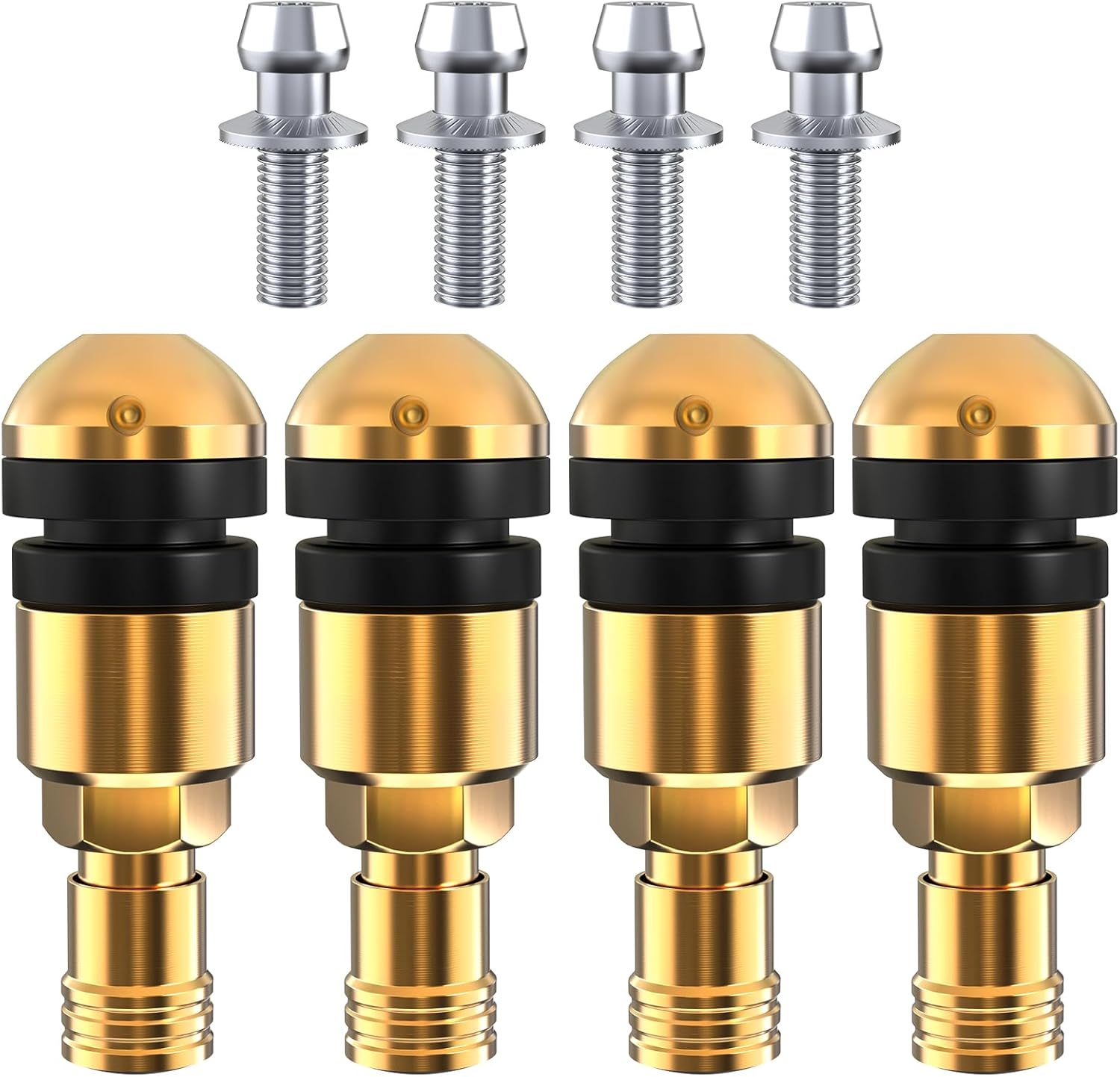 Titanium Alloy TPMS Valve Stem for Supercars and Hypercars.Super Lightweight, Superior Strength, Corrosion Resistance, Tire Pressure Monitor System Accessory.Pack of 4, Gold